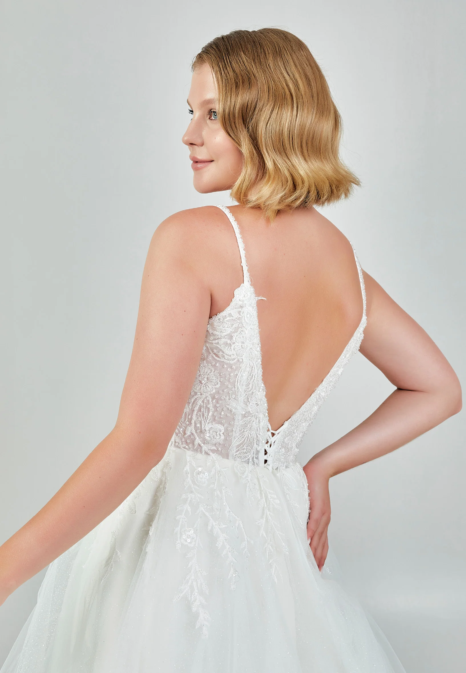 Sleeveless Maxi Tulle Regular Wedding Dress nor526 - Image 8