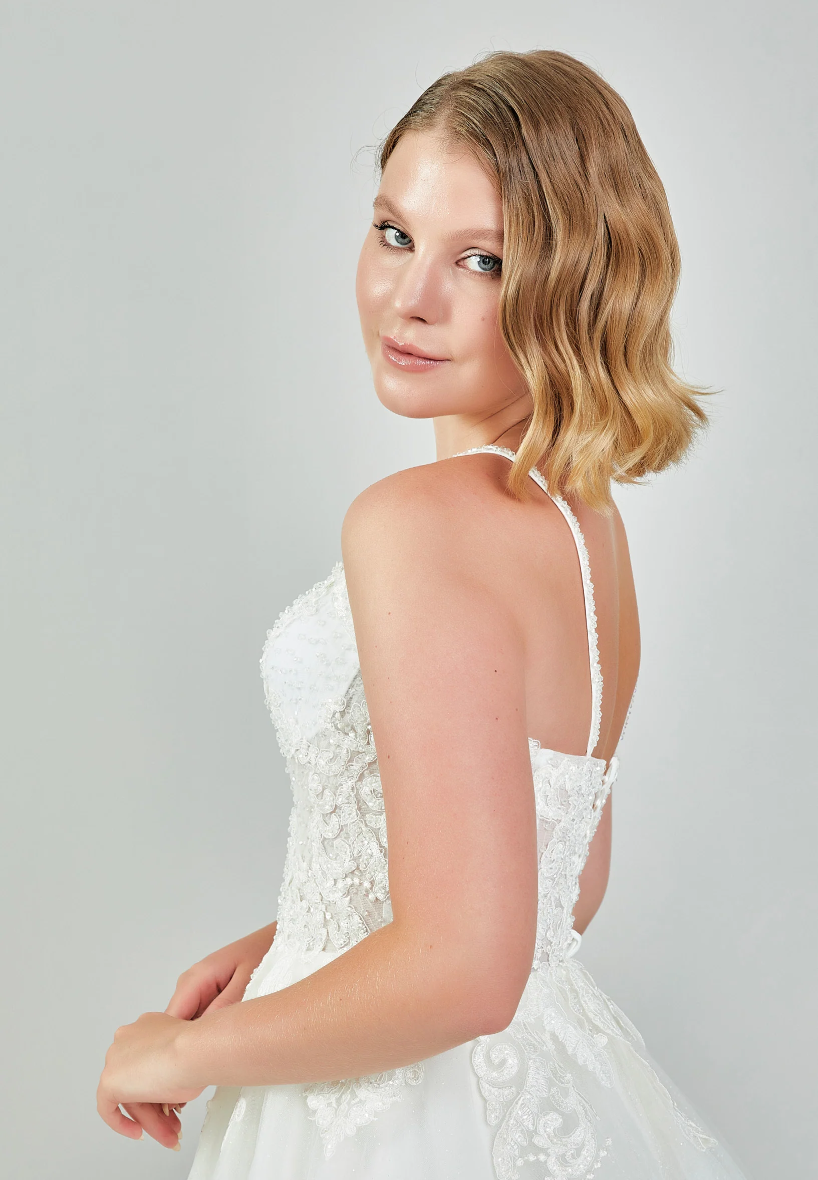 Sleeveless Maxi Tulle Regular Wedding Dress nor529 - Image 2