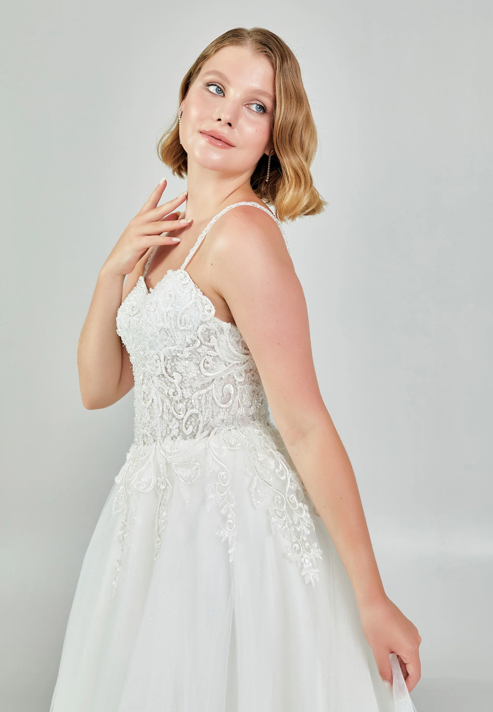 Sleeveless Maxi Tulle Regular Wedding Dress nor530 - Image 2
