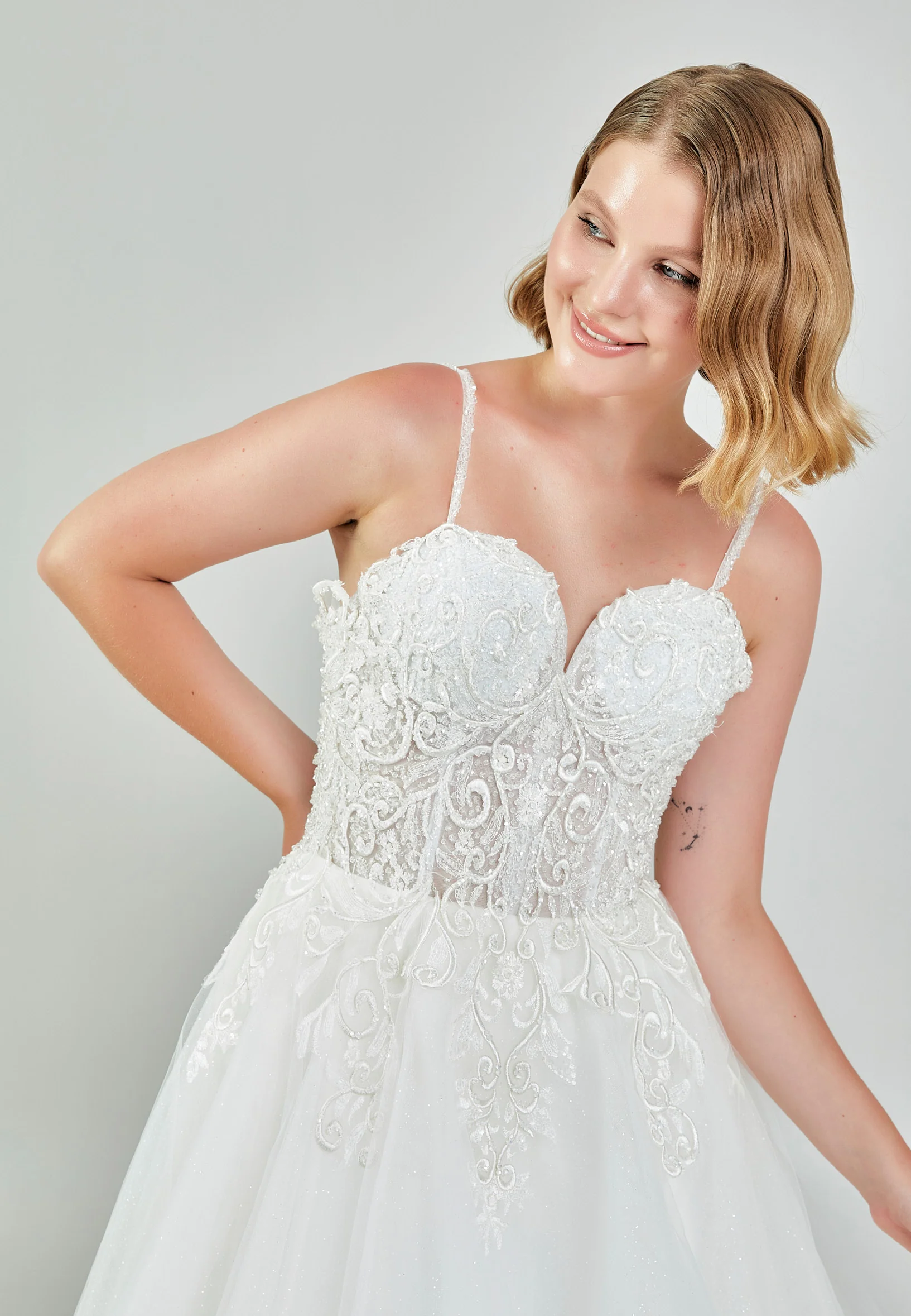 Sleeveless Maxi Tulle Regular Wedding Dress nor530 - Image 3