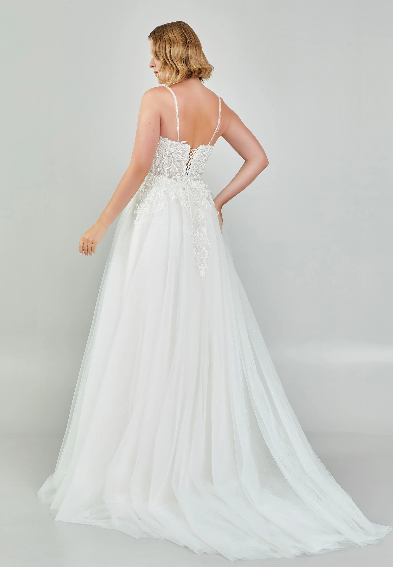 Sleeveless Maxi Tulle Regular Wedding Dress nor530 - Image 5