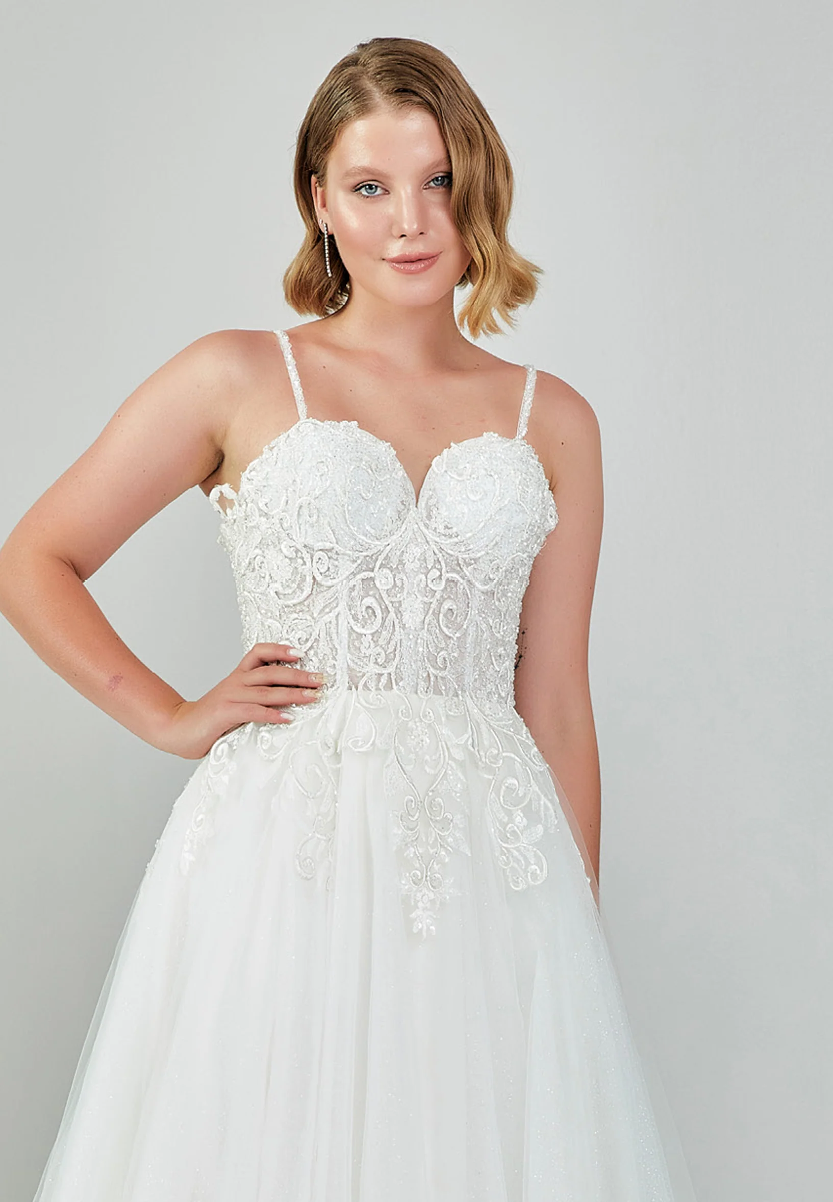 Sleeveless Maxi Tulle Regular Wedding Dress nor530 - Image 7