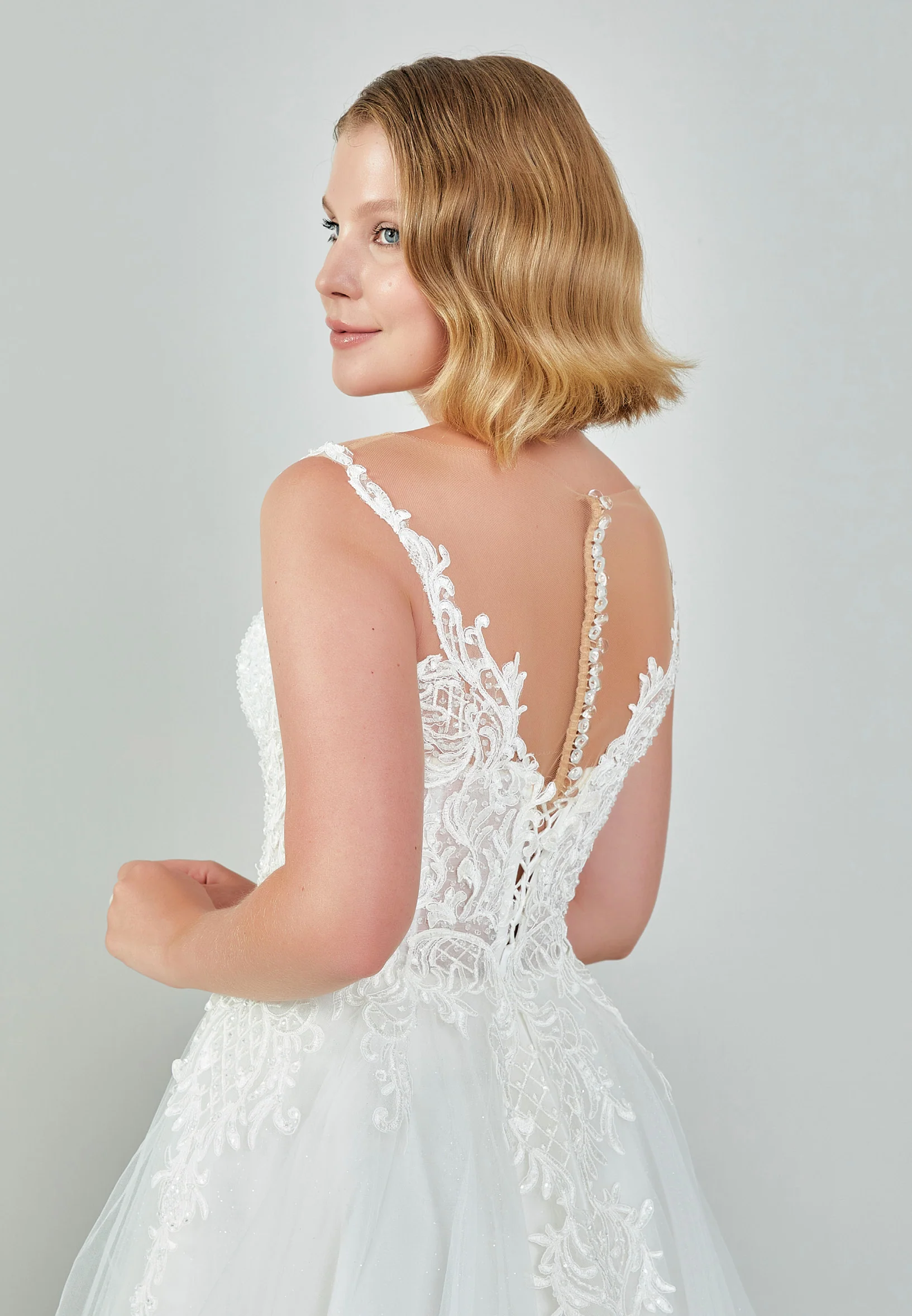 Sleeveless Maxi Tulle Regular Wedding Dress nor543 - Image 8