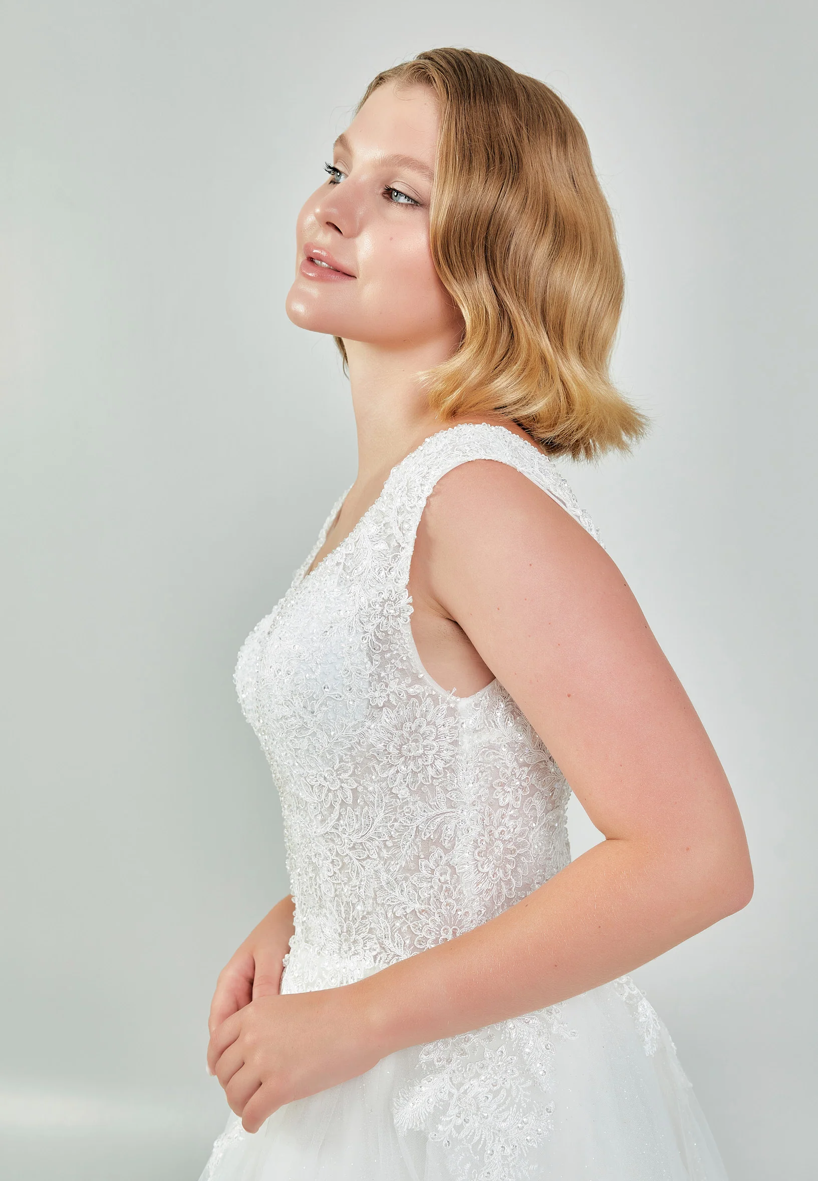 Sleeveless Maxi Tulle Regular Wedding Dress nor548 - Image 2