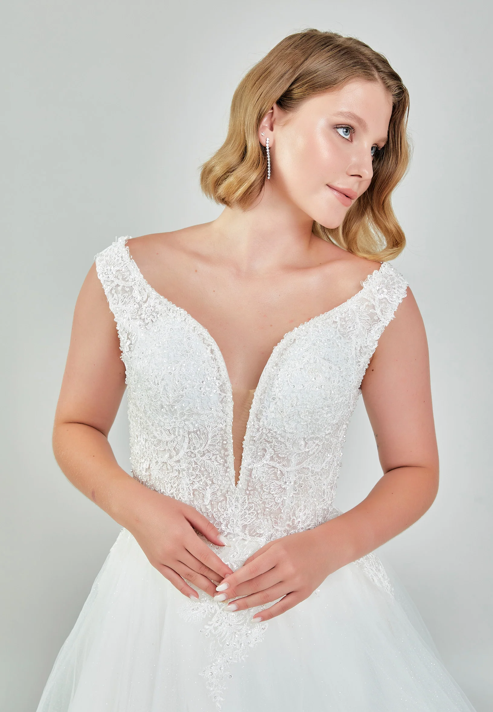 Sleeveless Maxi Tulle Regular Wedding Dress nor548 - Image 3