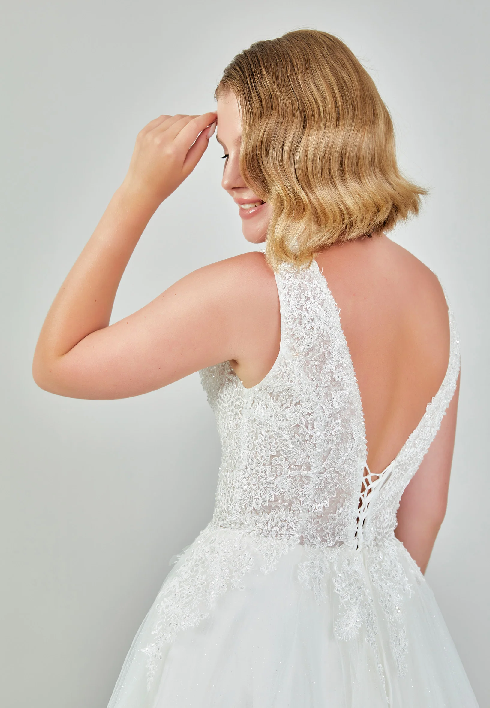 Sleeveless Maxi Tulle Regular Wedding Dress nor548 - Image 8