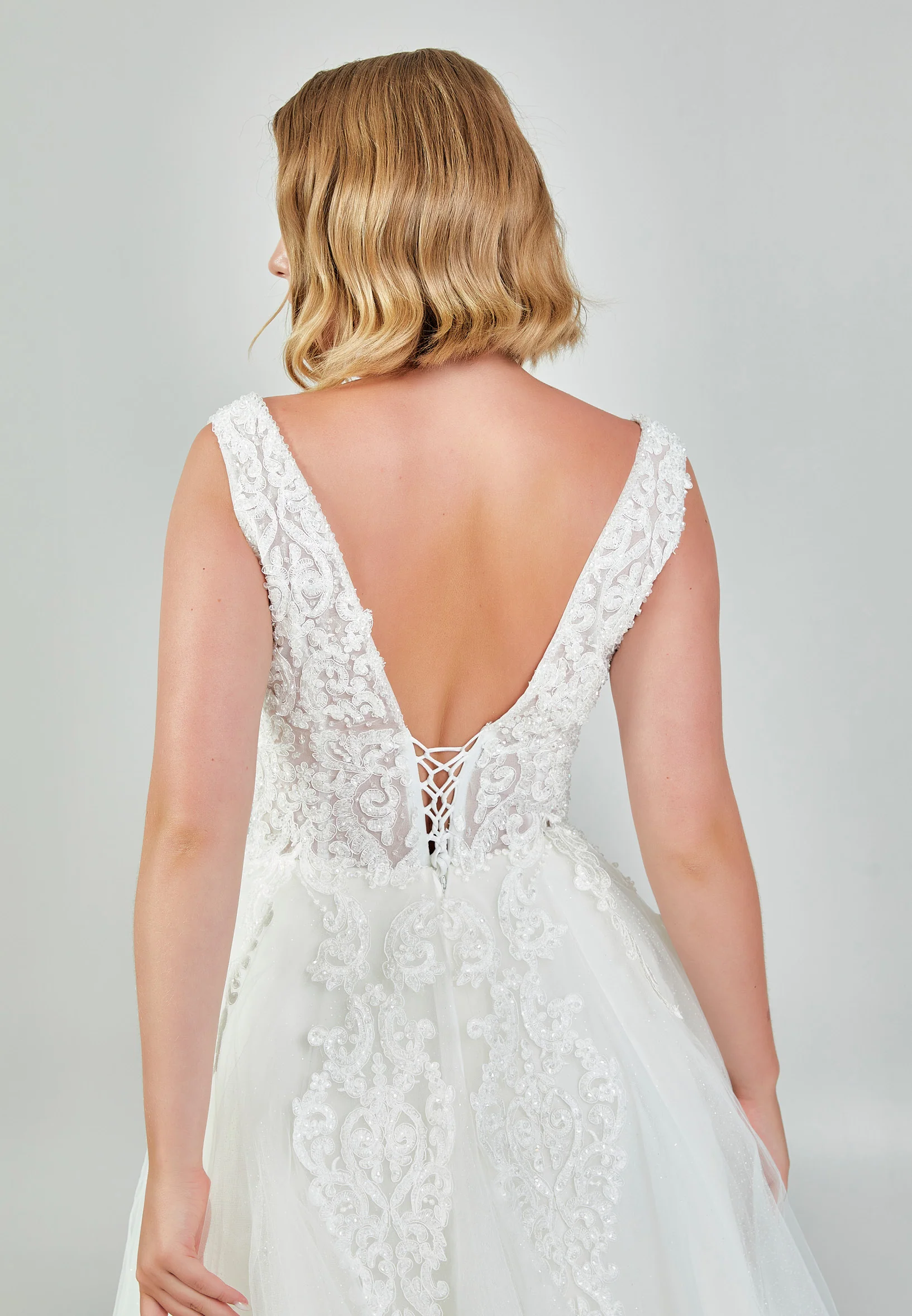 Sleeveless Maxi Tulle Regular Wedding Dress nor549 - Image 8