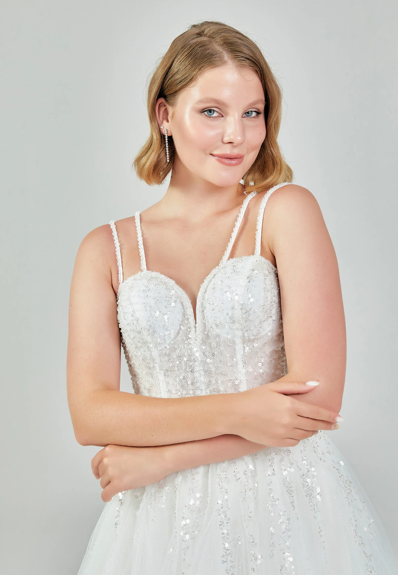 Sleeveless Maxi Tulle Regular Wedding Dress nor555 - Image 3