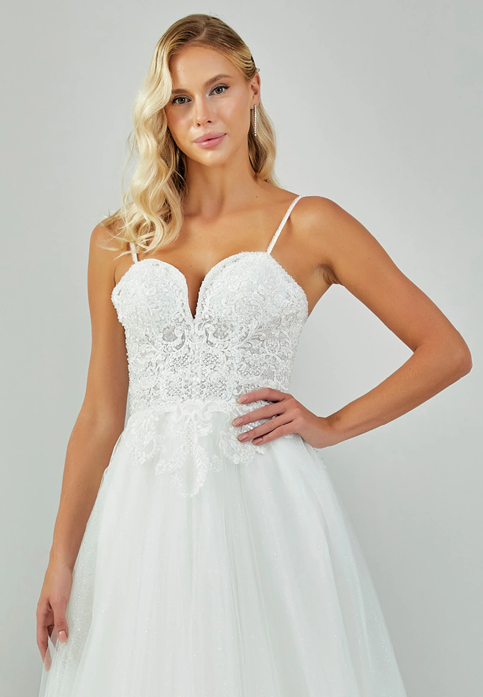 Sleeveless Maxi Tulle Regular Wedding Dress nor564 - Image 7