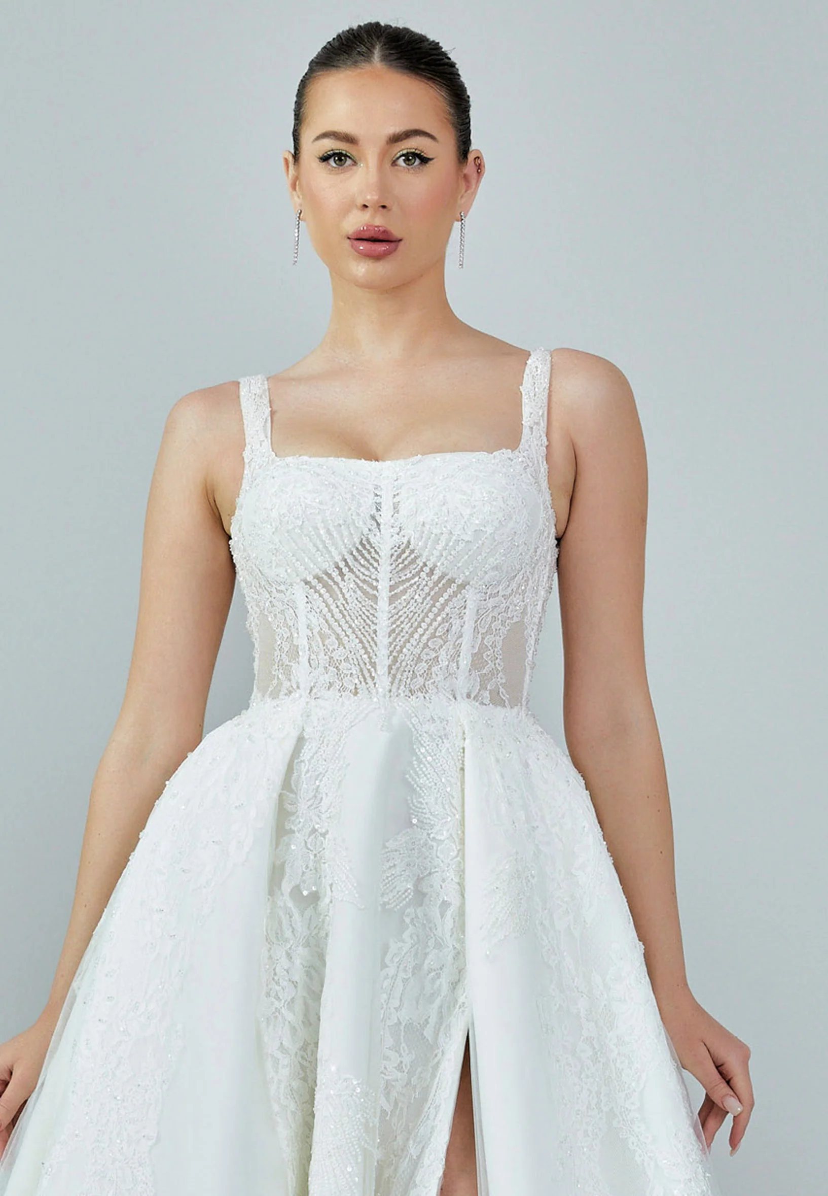 Sleeveless Maxi Tulle Regular Wedding Dress rlb1167 - Image 7