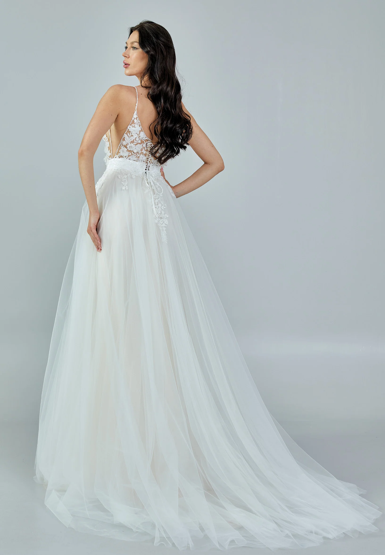 Sleeveless Maxi Tulle Regular Wedding Dress rlb1659 - Image 5