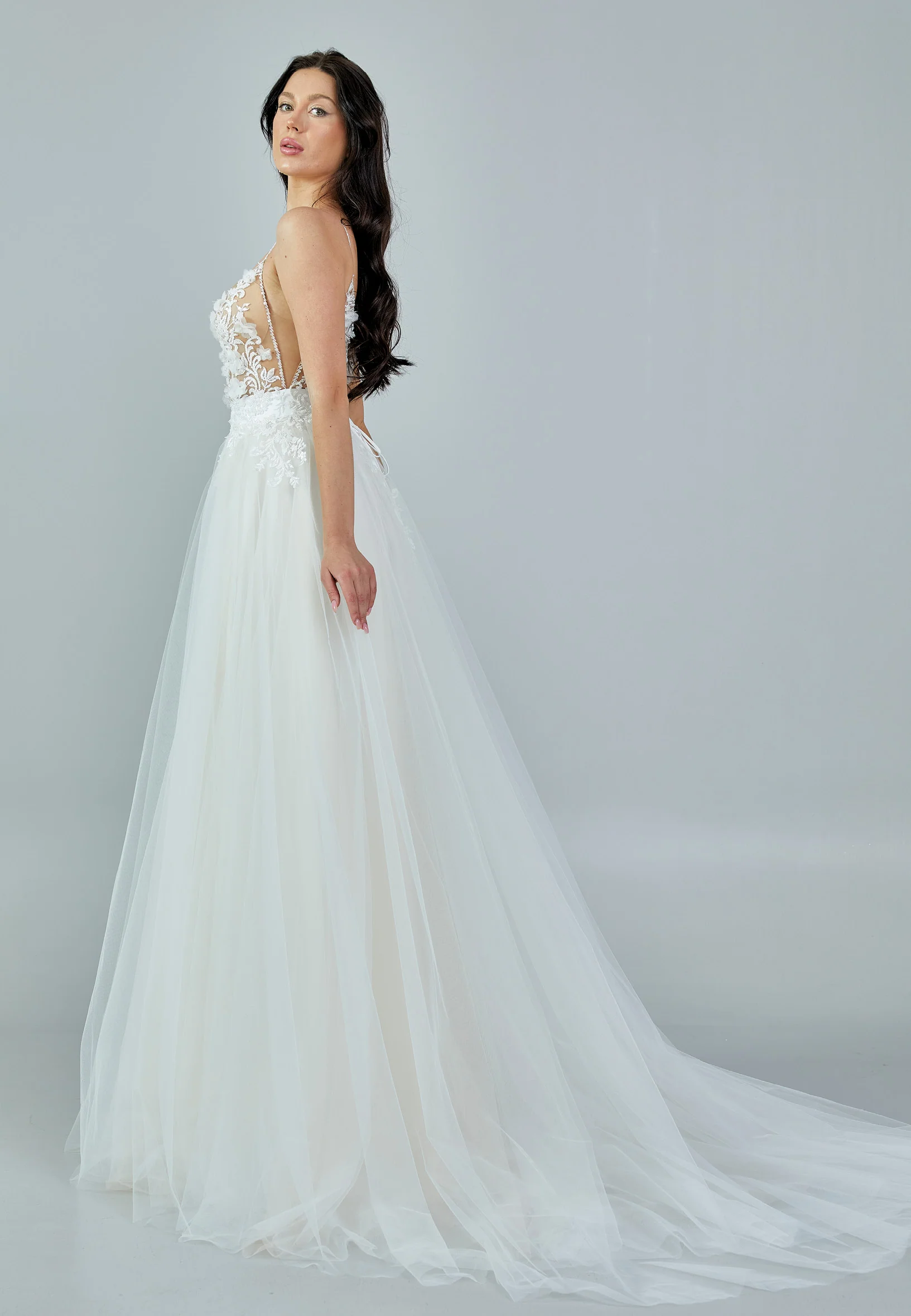 Sleeveless Maxi Tulle Regular Wedding Dress rlb1659 - Image 6