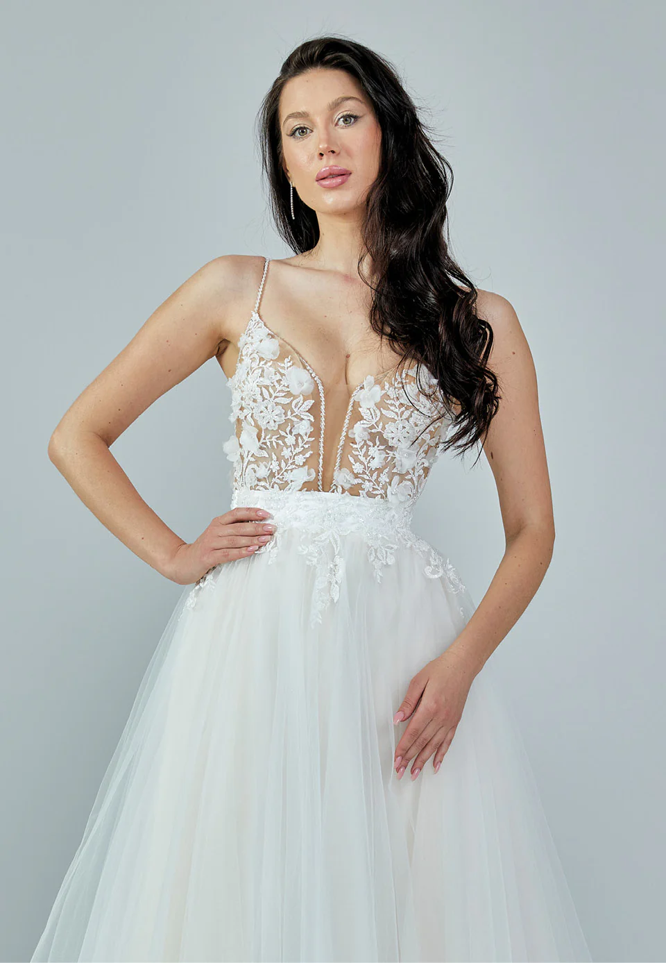 Sleeveless Maxi Tulle Regular Wedding Dress rlb1659 - Image 7