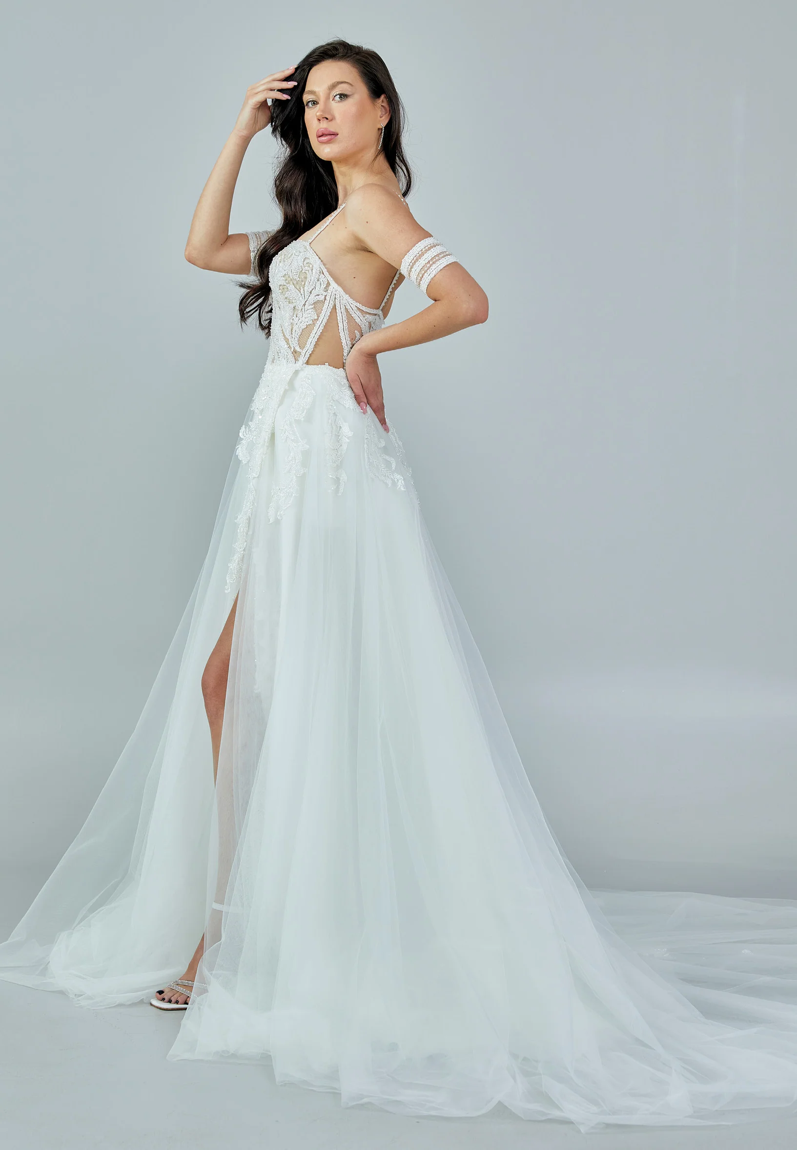 Sleeveless Maxi Tulle Regular Wedding Dress rlb1686 - Image 6