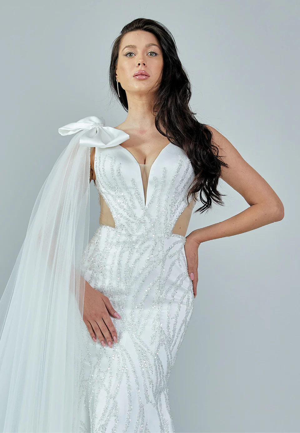 Sleeveless Maxi Tulle Regular Wedding Dress rlb1701 - Image 7