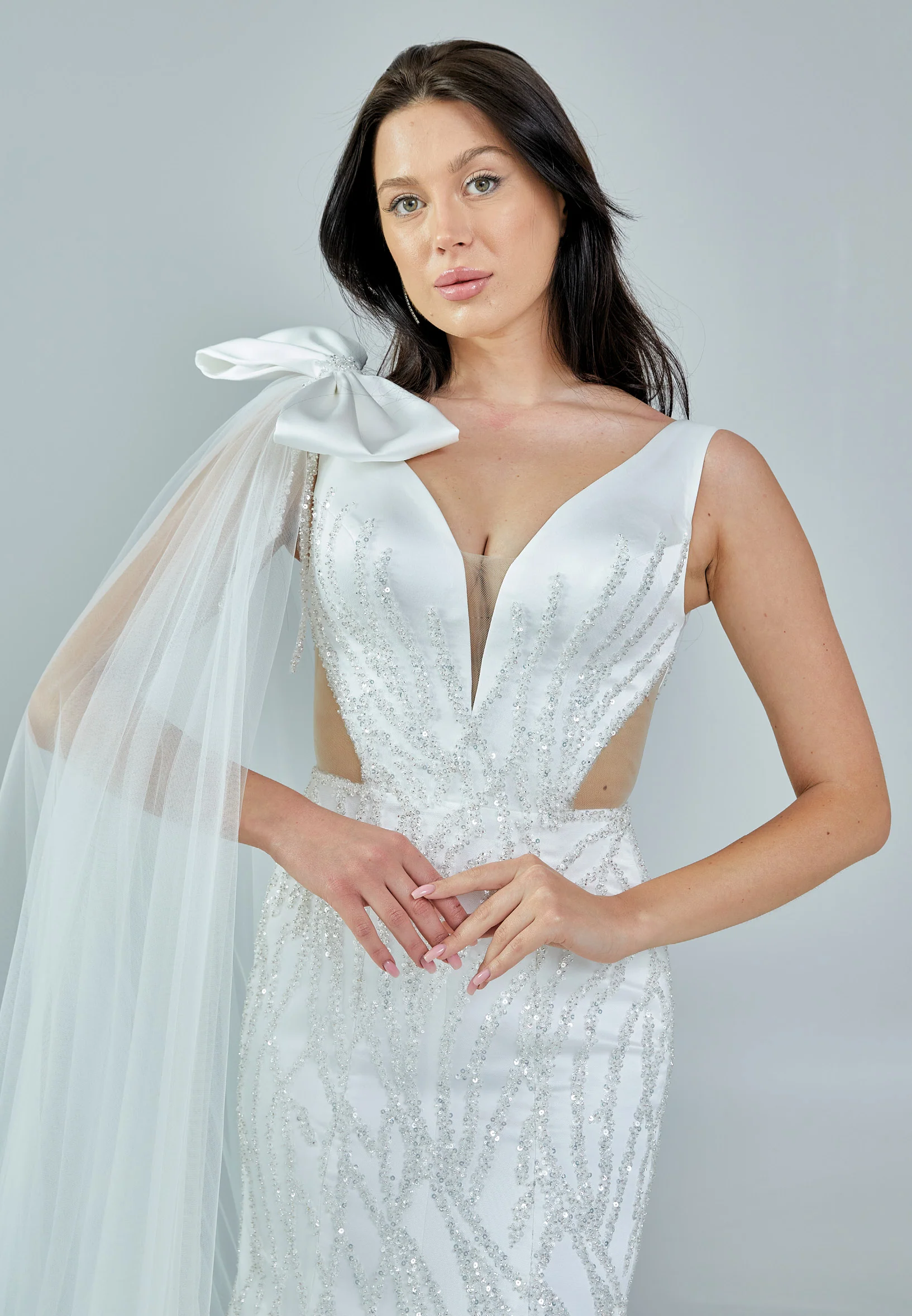 Sleeveless Maxi Tulle Regular Wedding Dress rlb1701 - Image 8