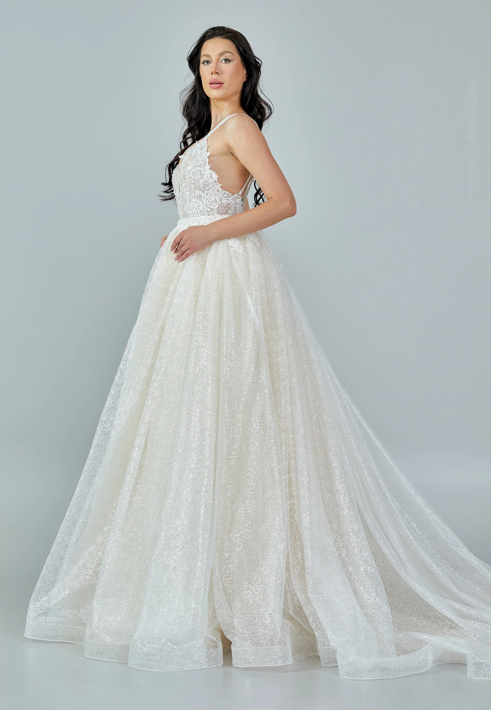 Sleeveless Maxi Tulle Regular Wedding Dress rlb1702 - Image 7