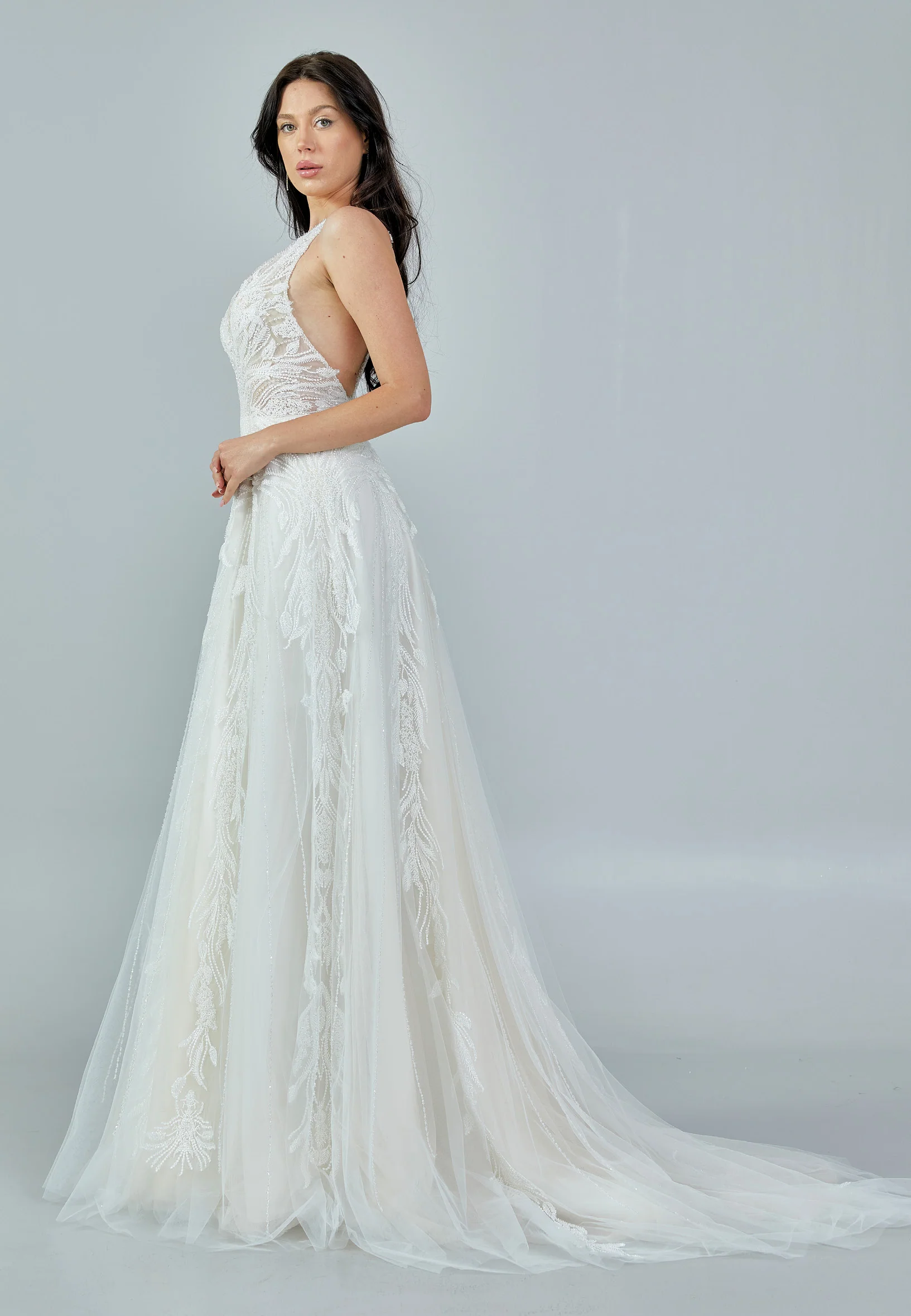 Sleeveless Maxi Tulle Regular Wedding Dress rlb1703 - Image 14