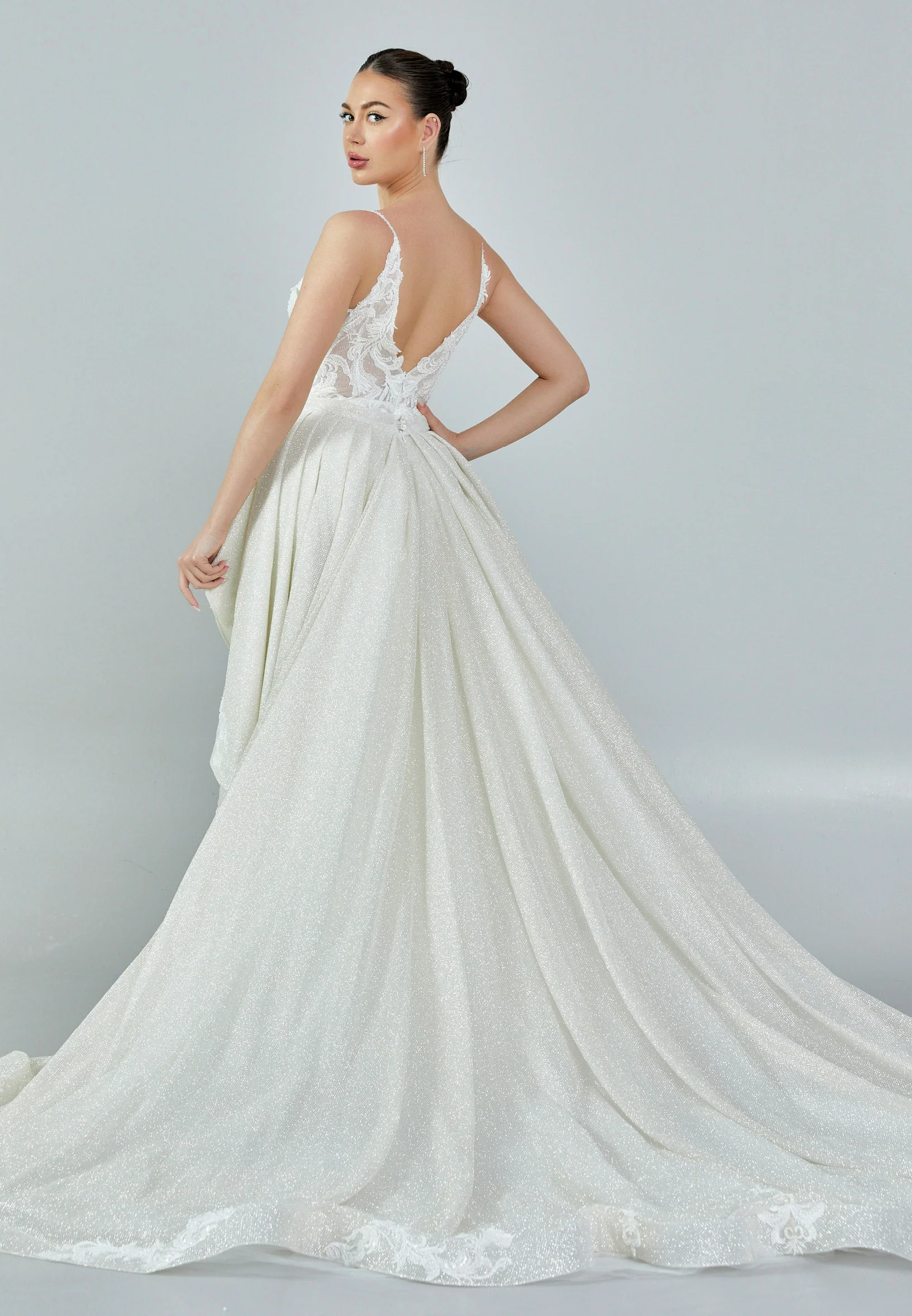 Sleeveless Maxi Tulle Regular Wedding Dress rlb1714s - Image 5