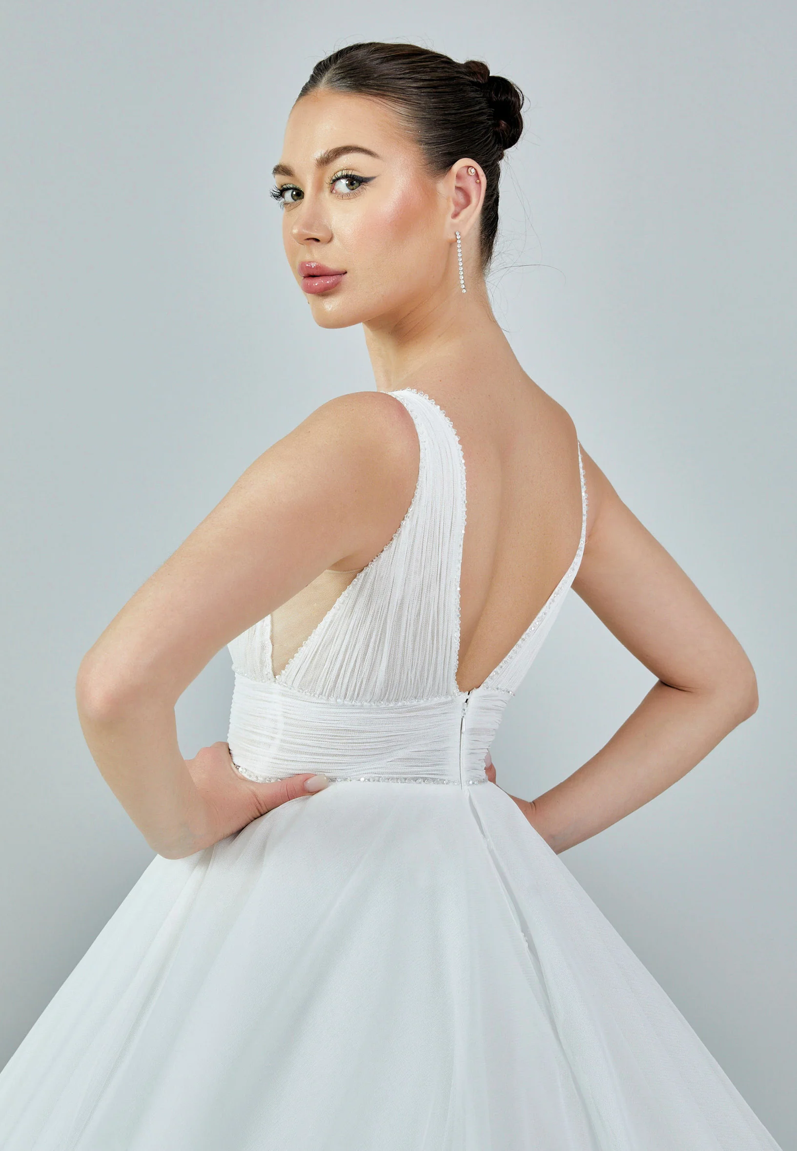Sleeveless Maxi Tulle Regular Wedding Dress rlb1728 - Image 3