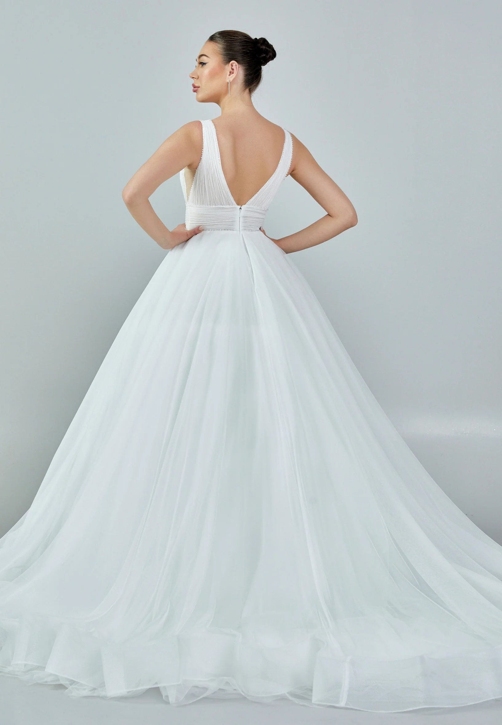 Sleeveless Maxi Tulle Regular Wedding Dress rlb1728 - Image 5