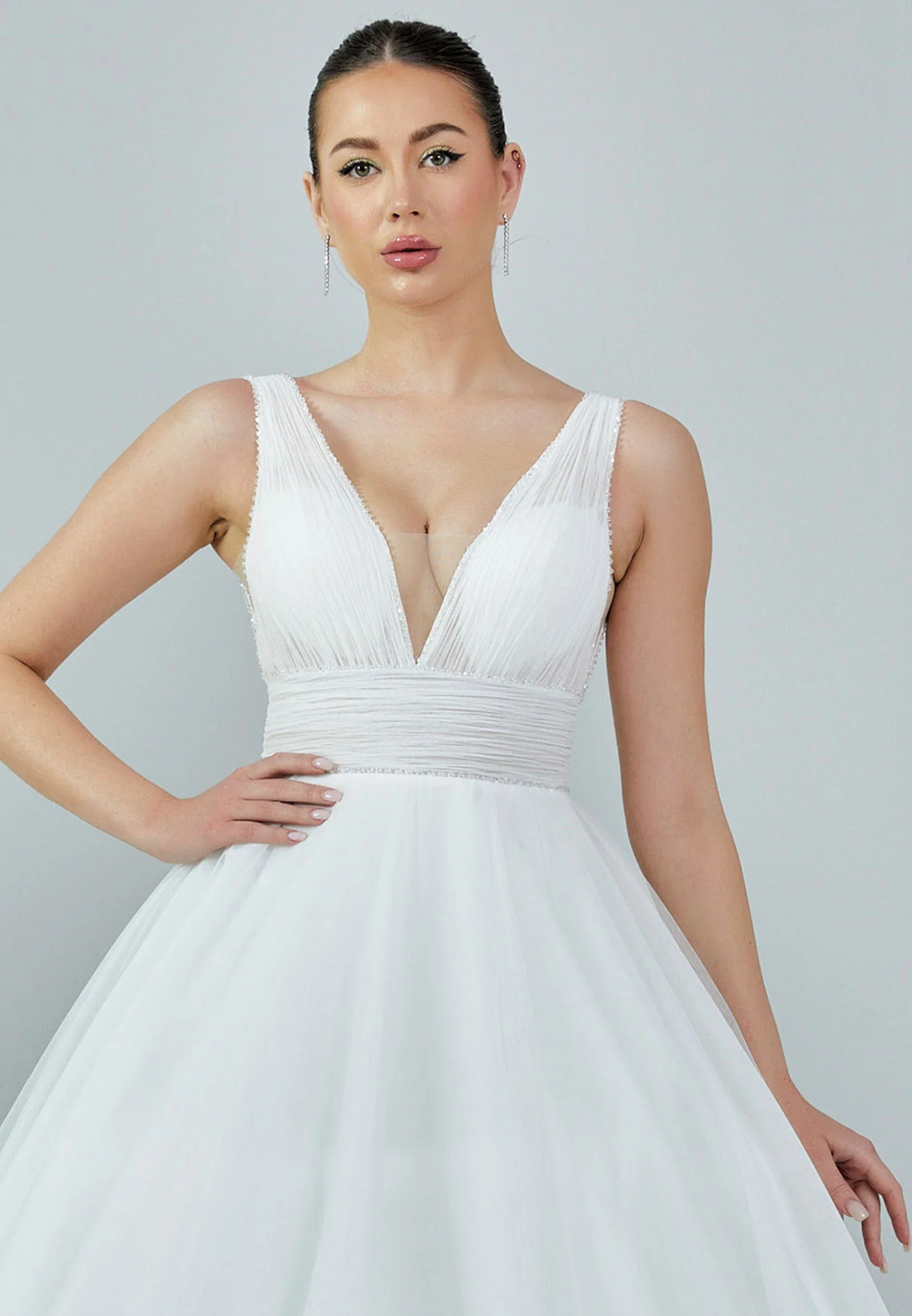 Sleeveless Maxi Tulle Regular Wedding Dress rlb1728 - Image 7