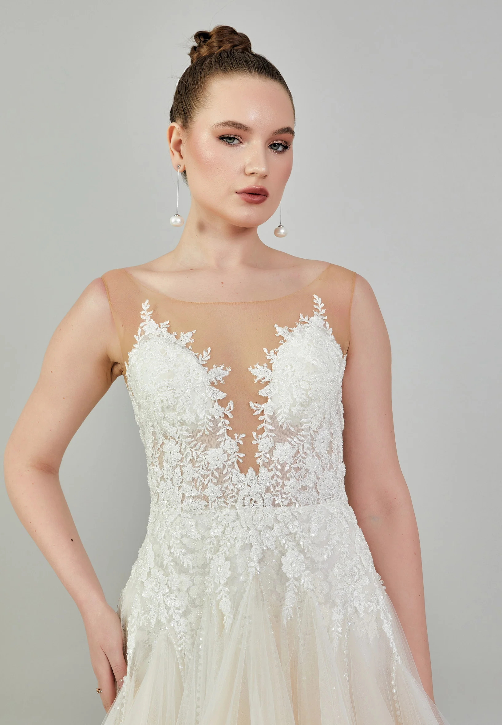 Sleeveless Maxi Tulle Regular Wedding Dress rlb1742 - Image 3