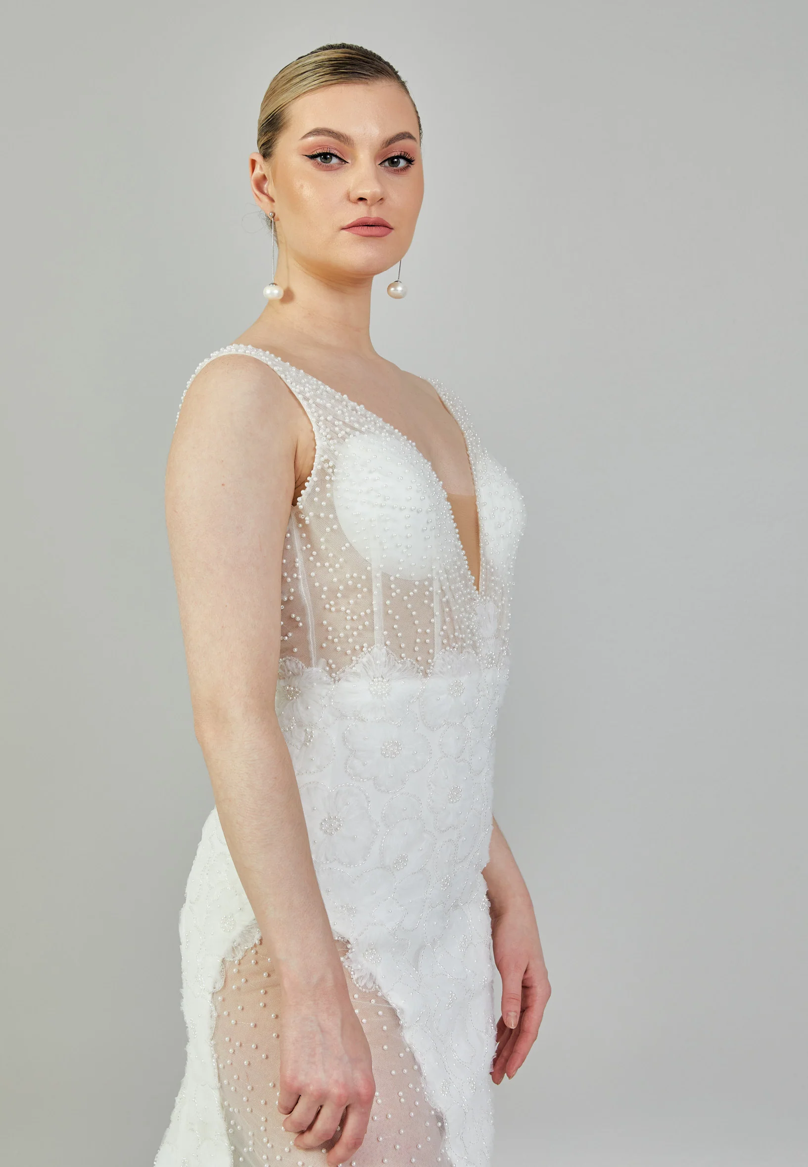 Sleeveless Maxi Tulle Regular Wedding Dress rlb1830 - Image 2