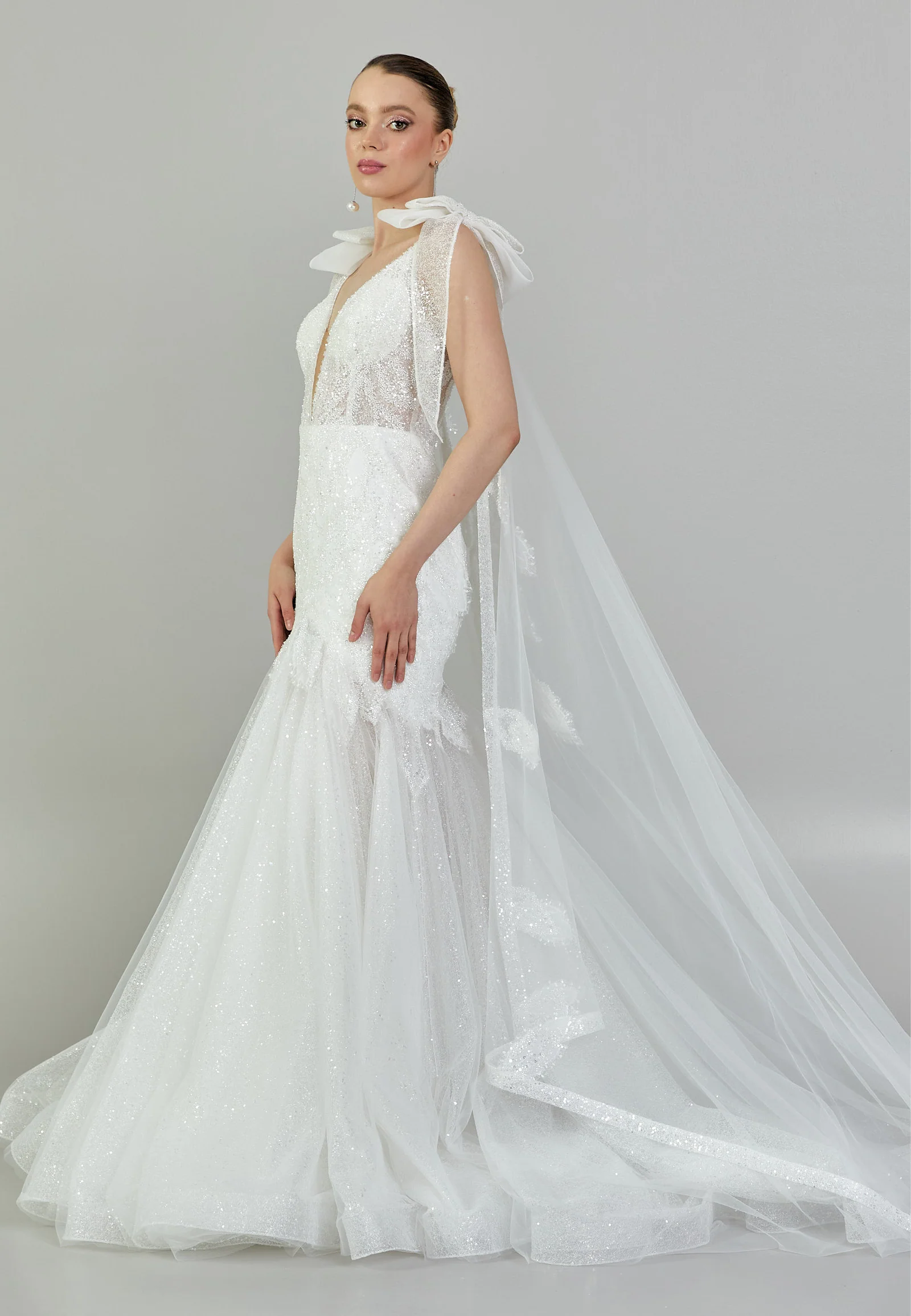 Sleeveless Maxi Tulle Regular Wedding Dress rlb1845 - Image 9