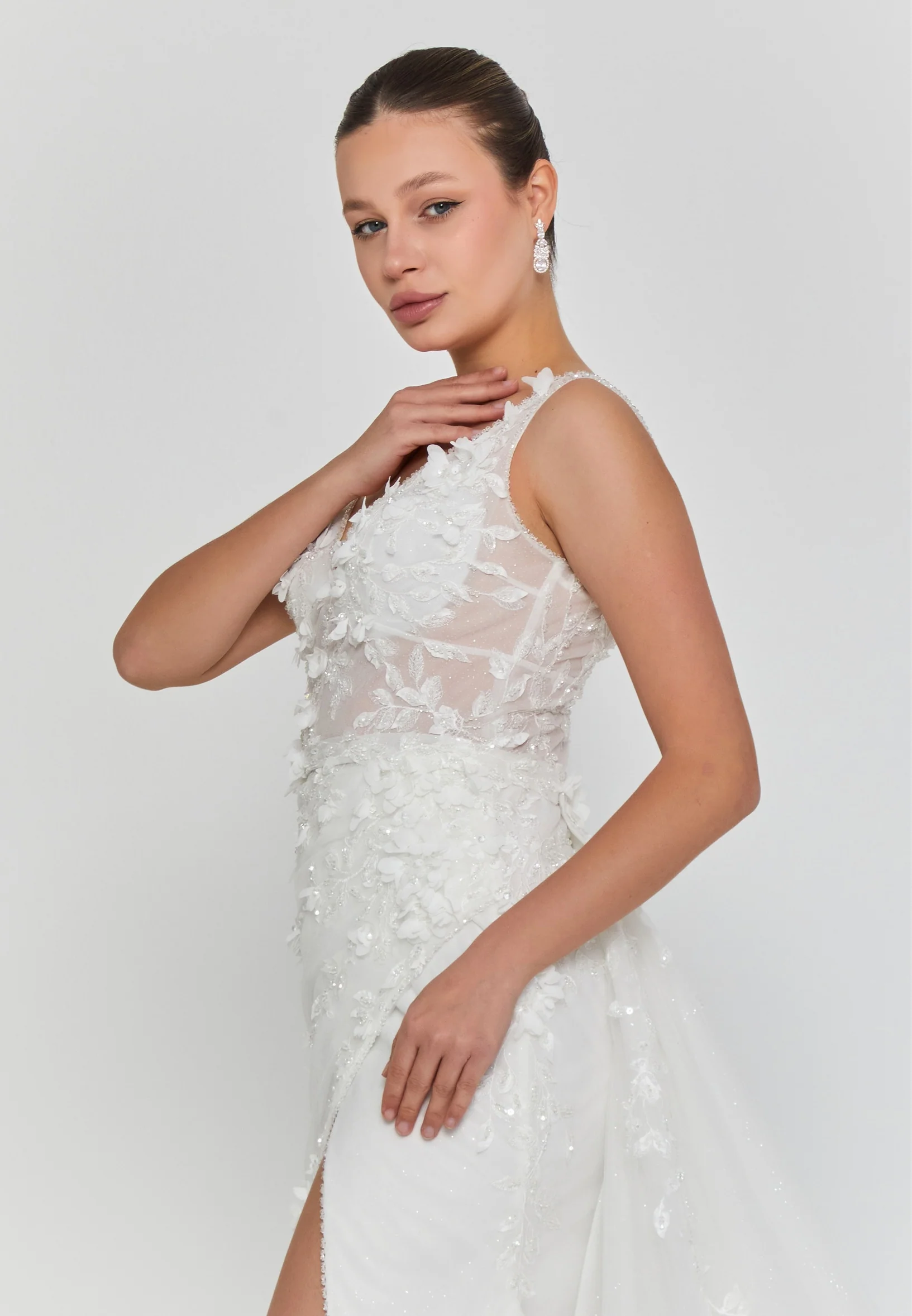 Sleeveless Maxi Tulle Regular Wedding Dress rlb1922 - Image 2