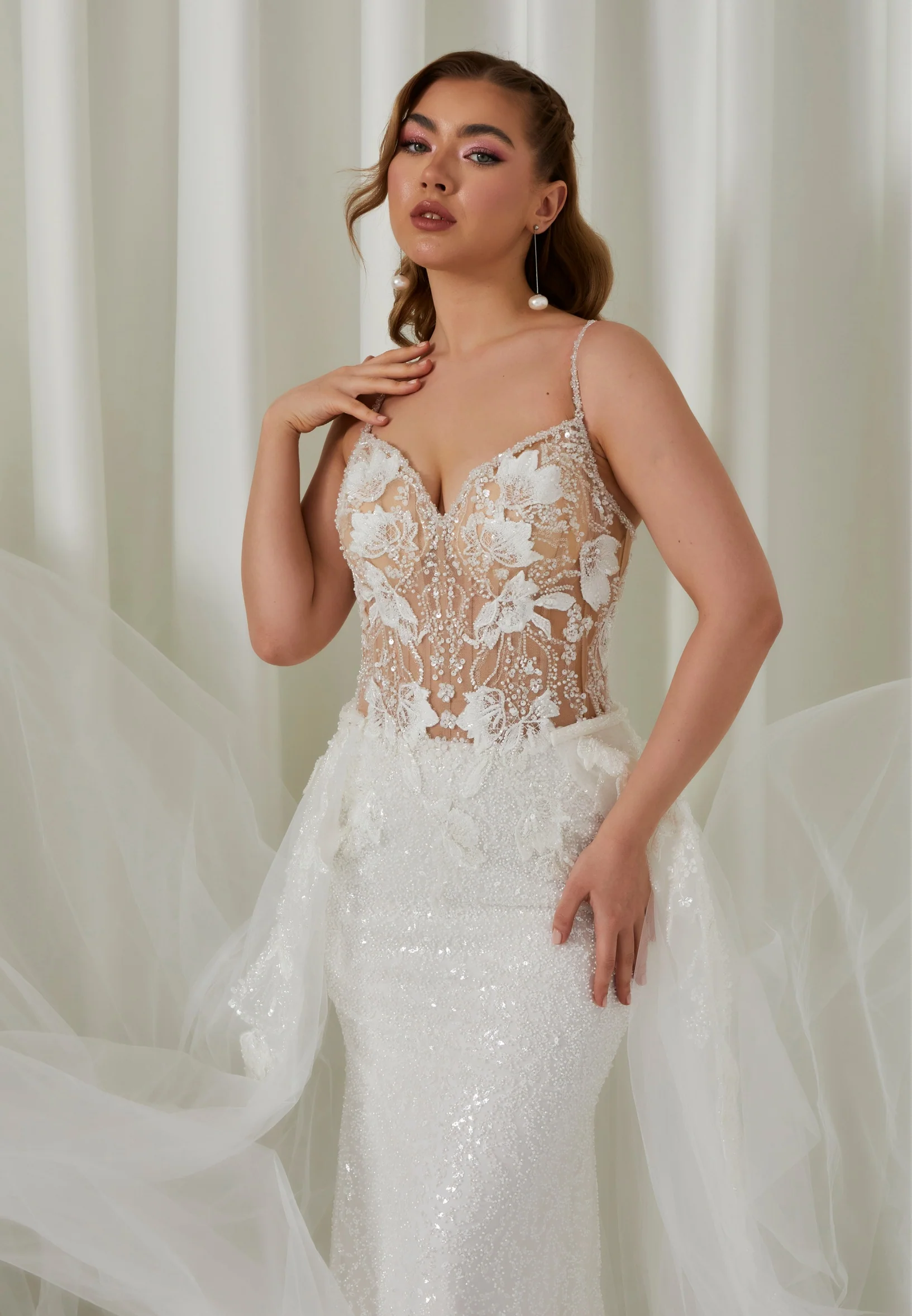 Sleeveless Maxi Tulle Regular Wedding Dress rlb1936 - Image 2