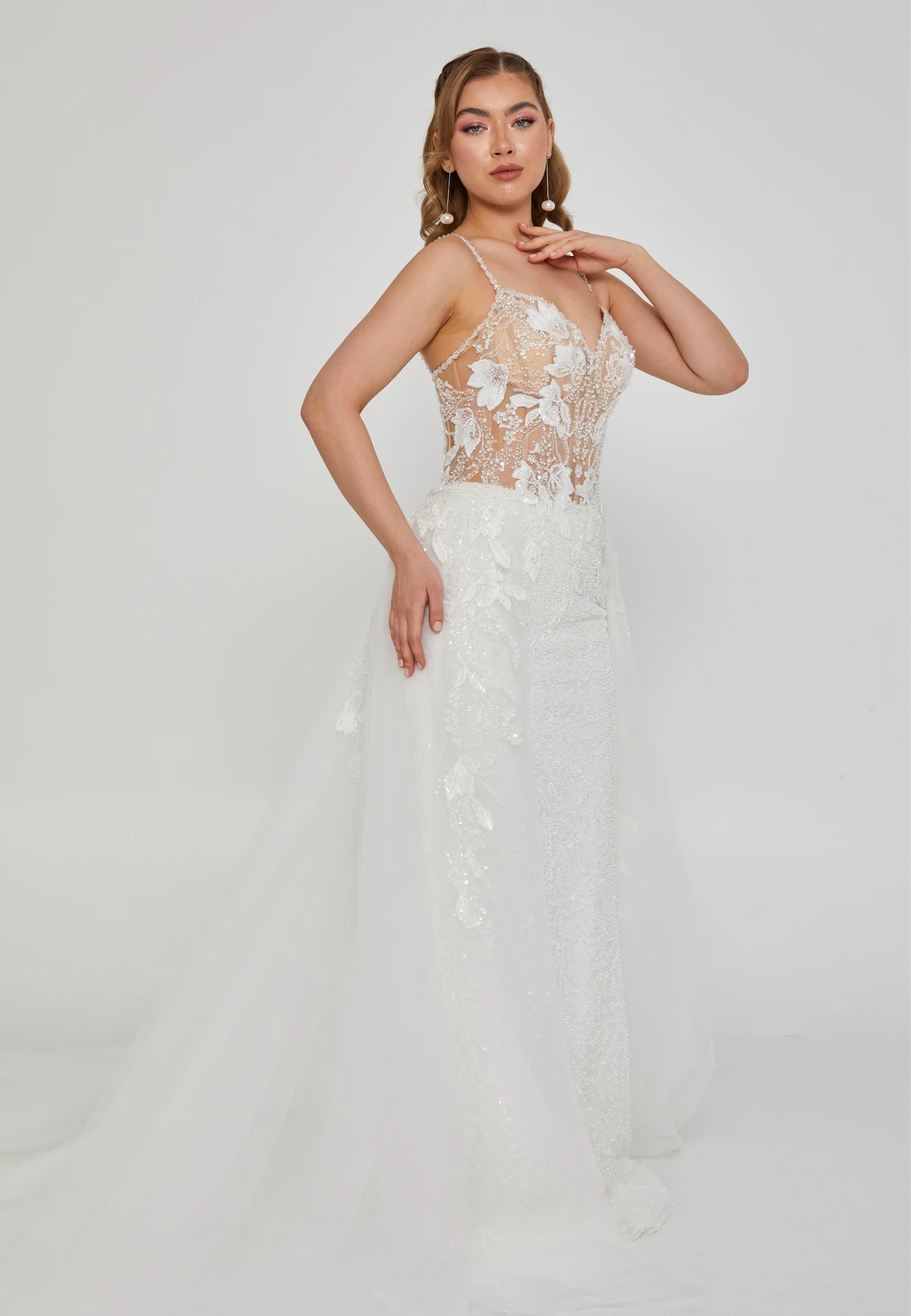 Sleeveless Maxi Tulle Regular Wedding Dress rlb1936 - Image 7