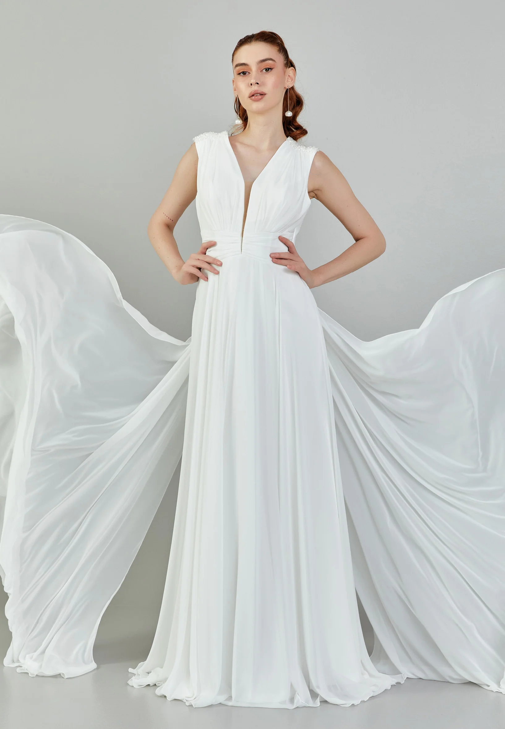 Sleeveless Maxi Tulle Regular Wedding Dress sacd3046 - Image 5