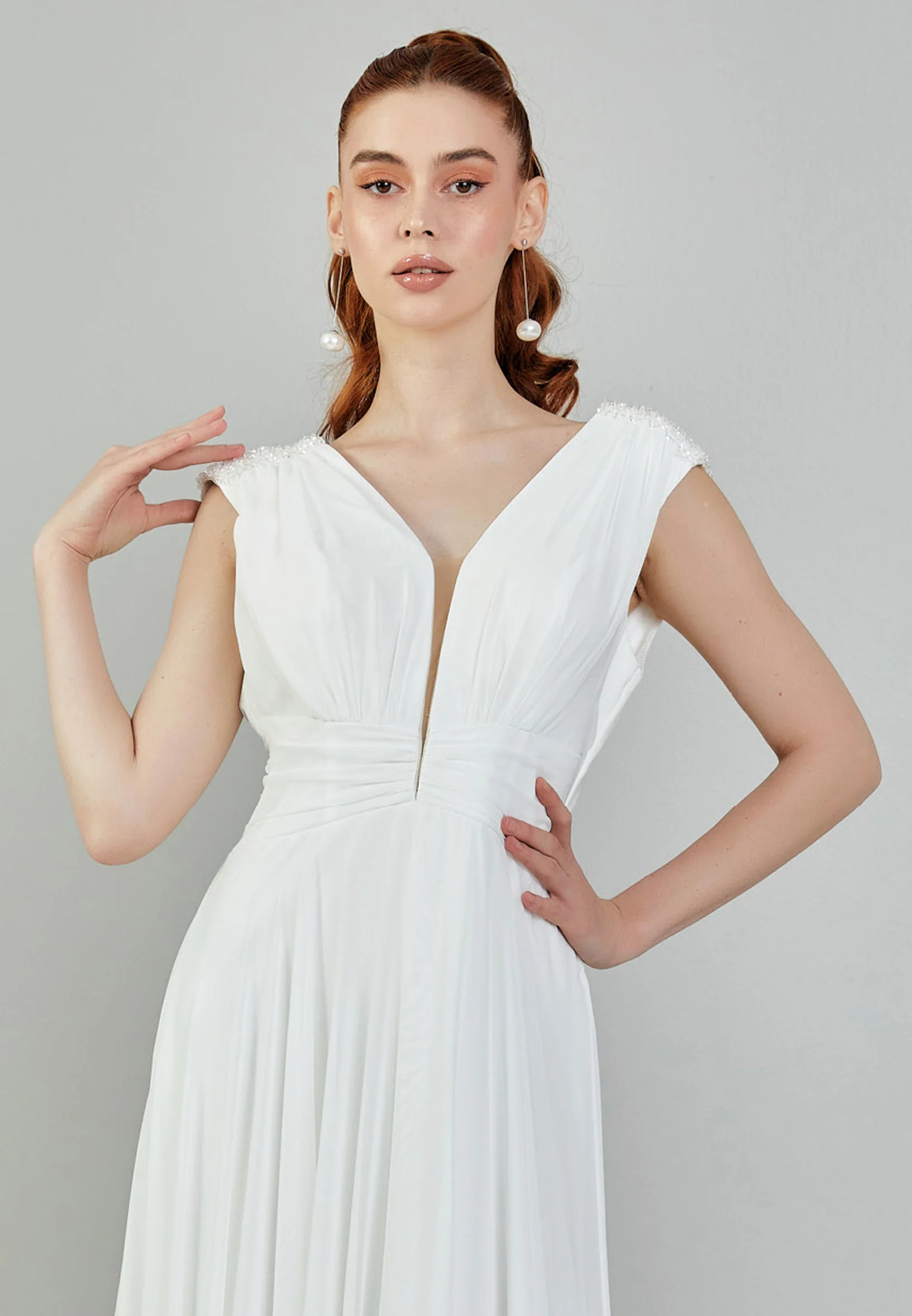 Sleeveless Maxi Tulle Regular Wedding Dress sacd3046 - Image 8