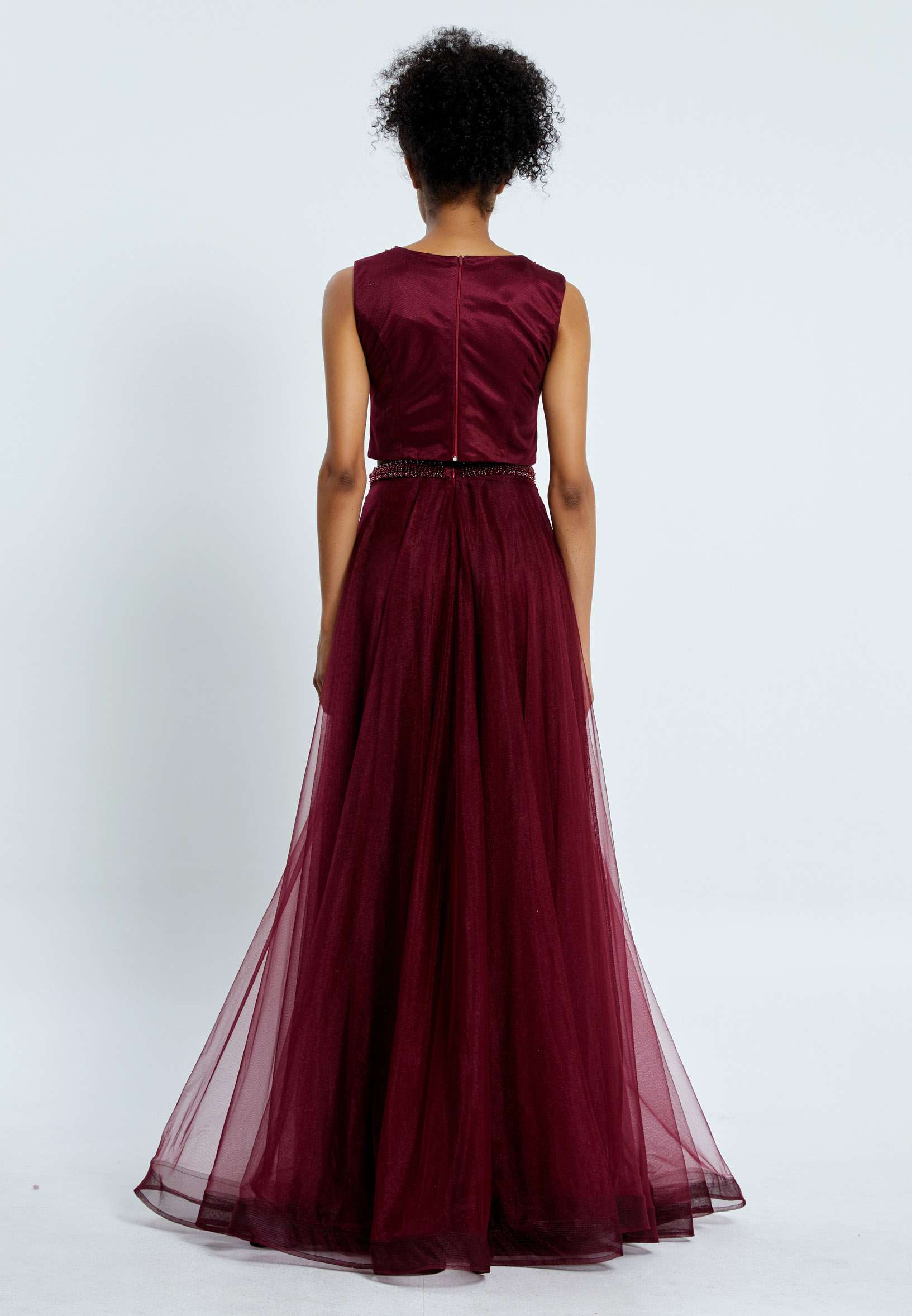 Sleeveless Maxi Tulle Two Piece Regular Prom Dress pnl7001 - Image 10