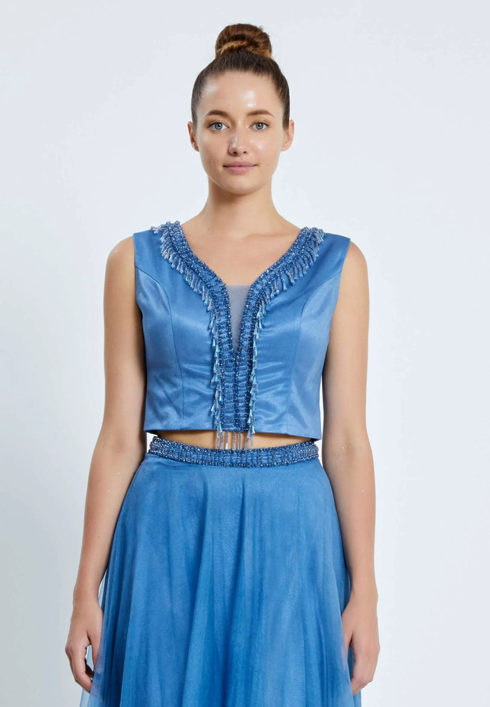 Sleeveless Maxi Tulle Two Piece Regular Prom Dress pnl7001 - Image 20