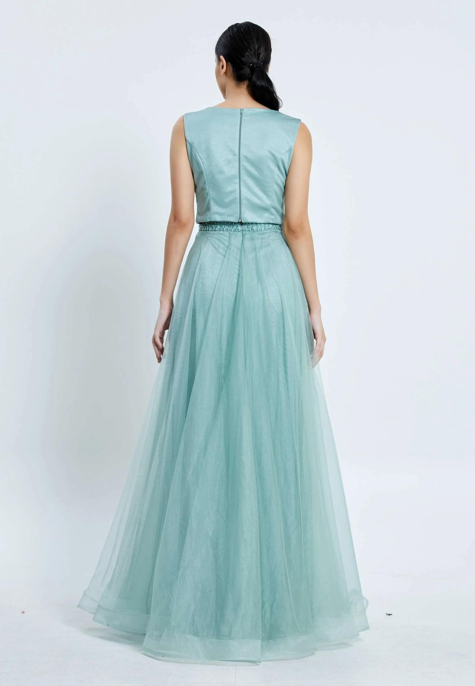 Sleeveless Maxi Tulle Two Piece Regular Prom Dress pnl7001 - Image 6