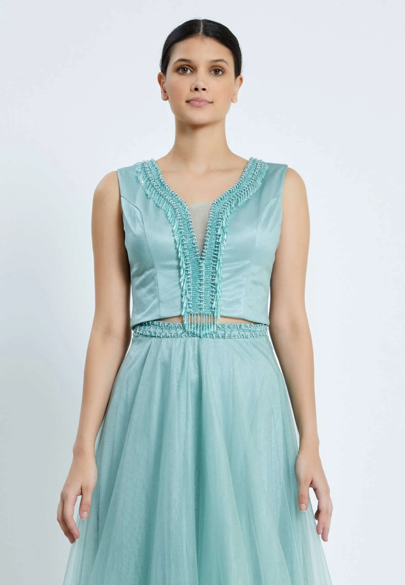 Sleeveless Maxi Tulle Two Piece Regular Prom Dress pnl7001 - Image 8