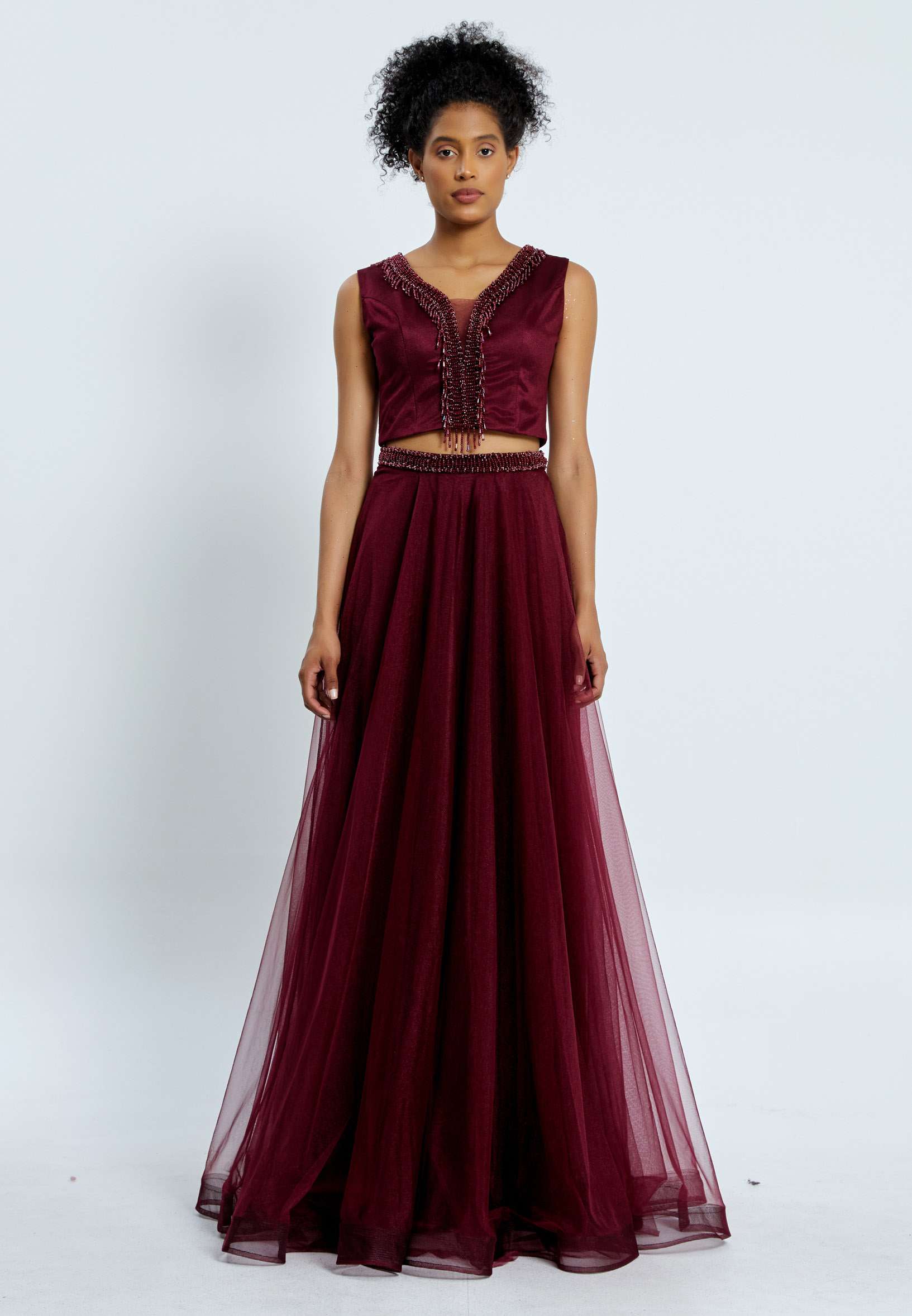 Sleeveless Maxi Tulle Two Piece Regular Prom Dress pnl7001 - Image 9
