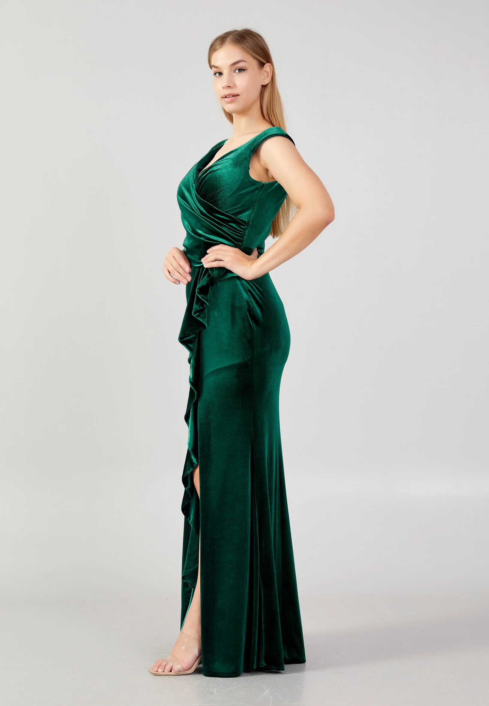 Sleeveless Maxi Velvet Mermaid Plus Size Evening Dress rmn3251 - Image 11