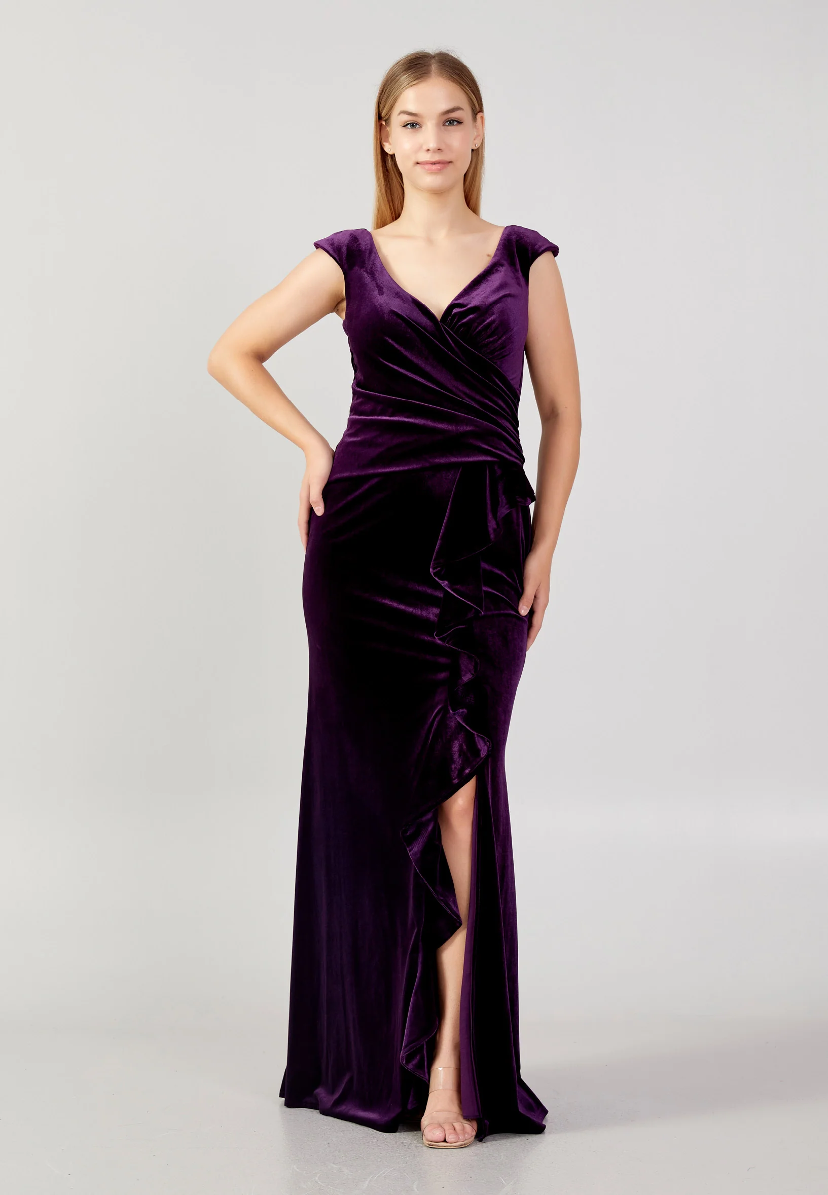 Sleeveless Maxi Velvet Mermaid Plus Size Evening Dress rmn3251 - Image 17