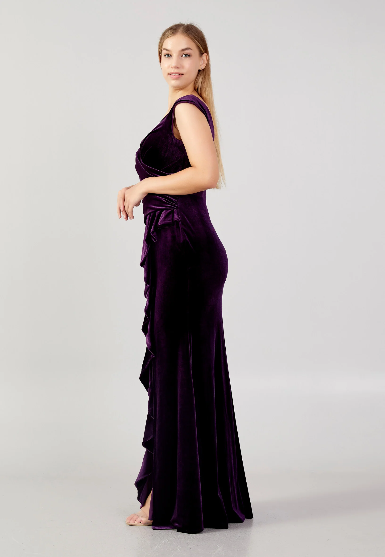 Sleeveless Maxi Velvet Mermaid Plus Size Evening Dress rmn3251 - Image 19