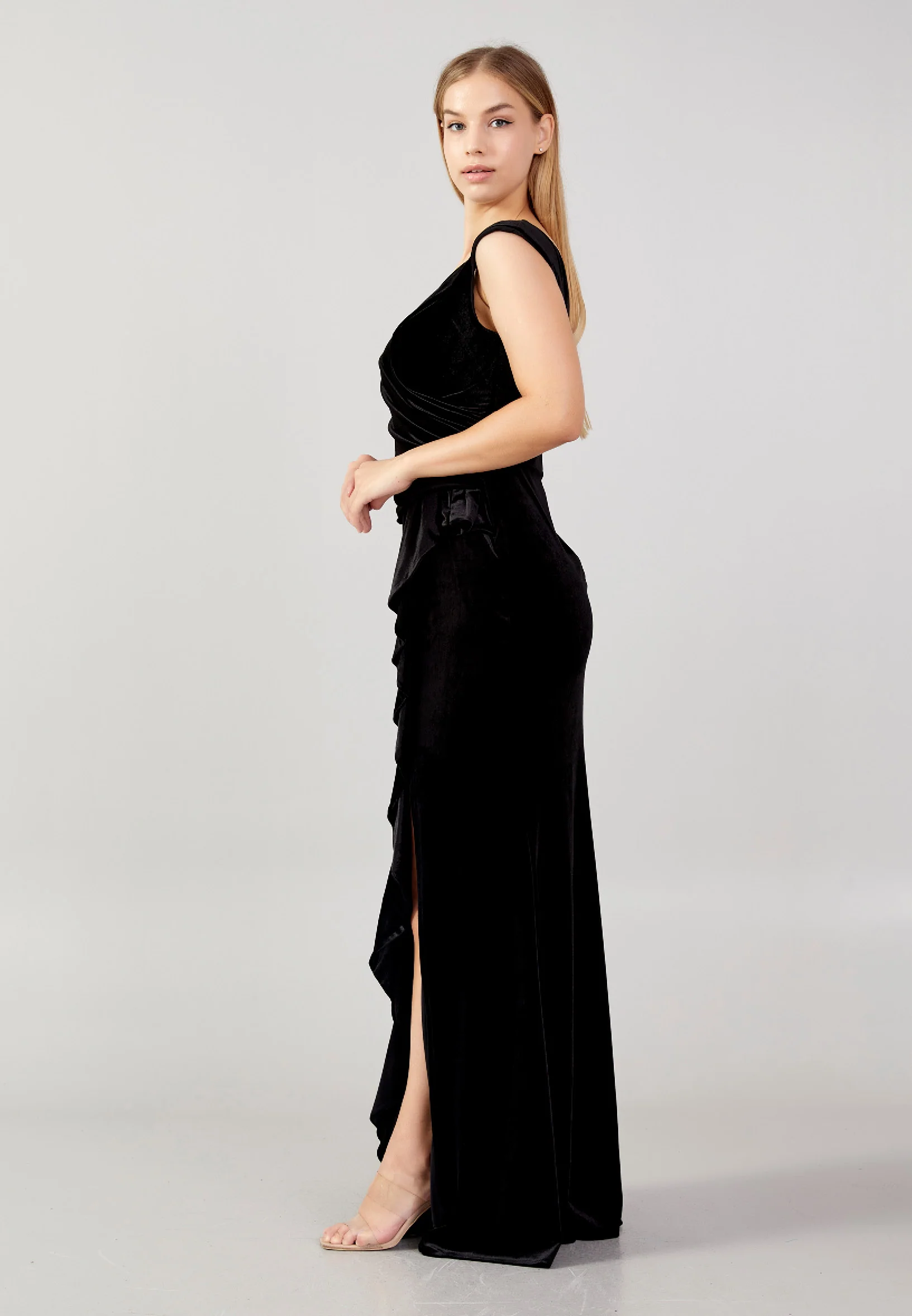 Sleeveless Maxi Velvet Mermaid Plus Size Evening Dress rmn3251 - Image 3