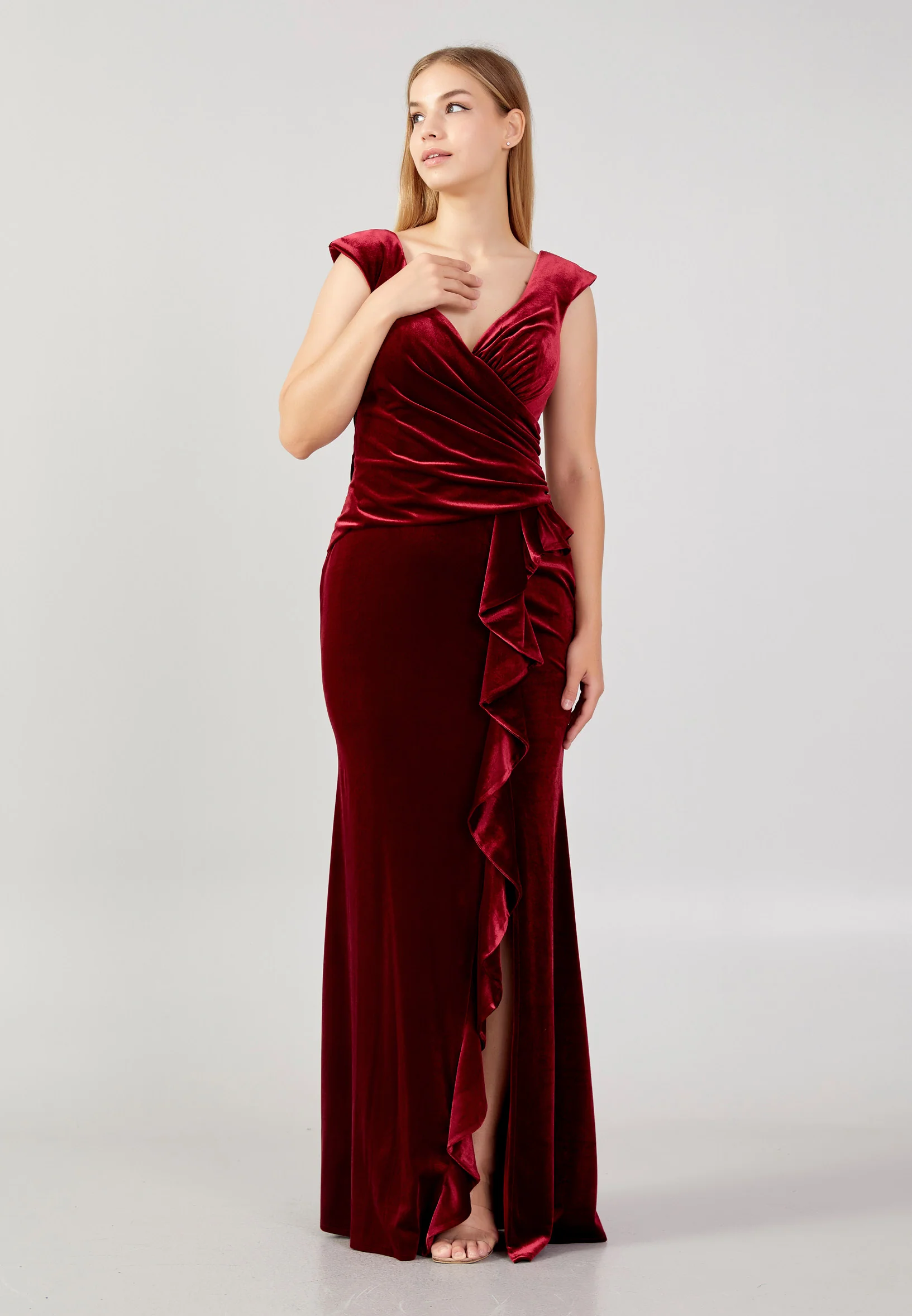 Sleeveless Maxi Velvet Mermaid Plus Size Evening Dress rmn3251 - Image 5