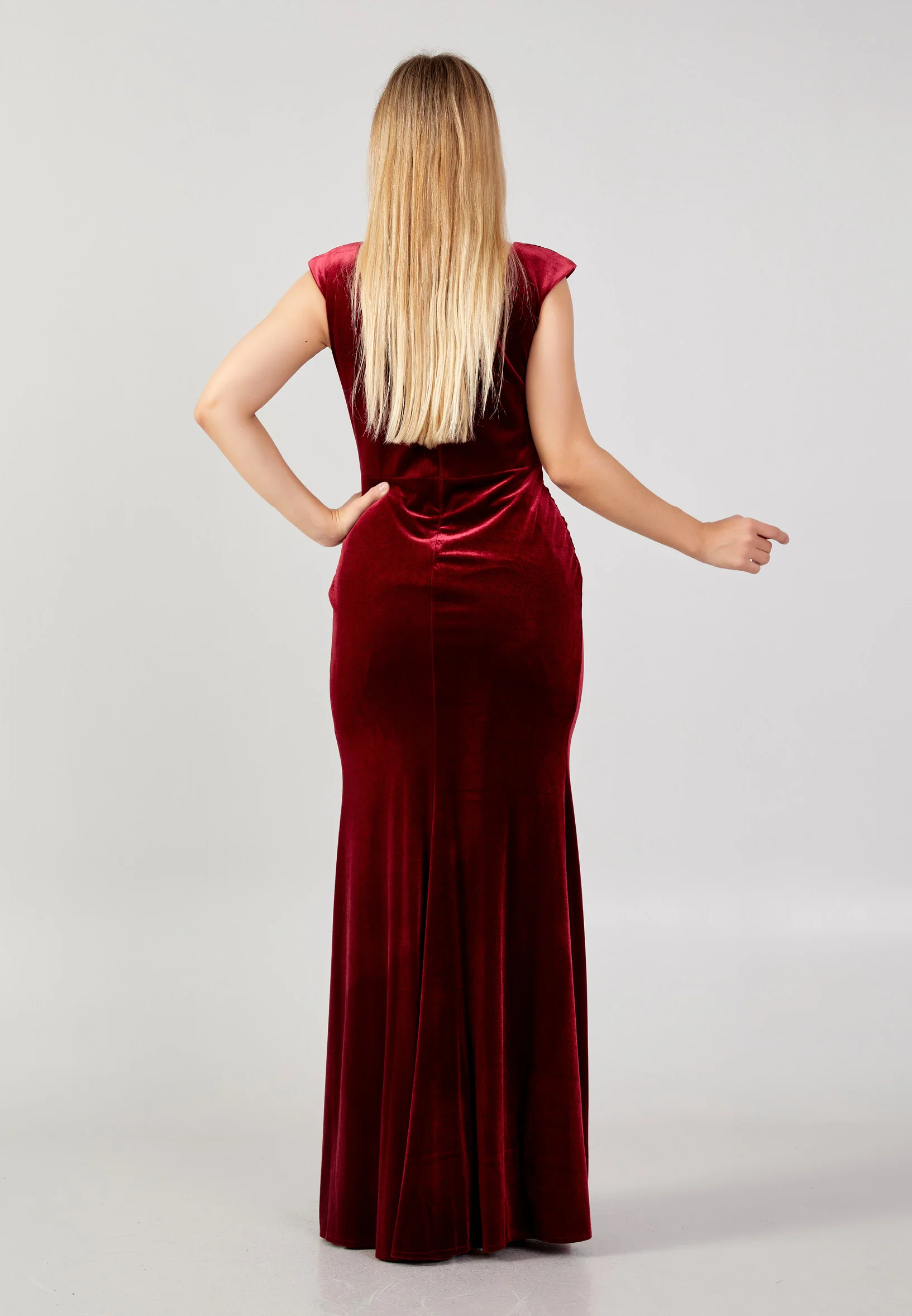 Sleeveless Maxi Velvet Mermaid Plus Size Evening Dress rmn3251 - Image 6