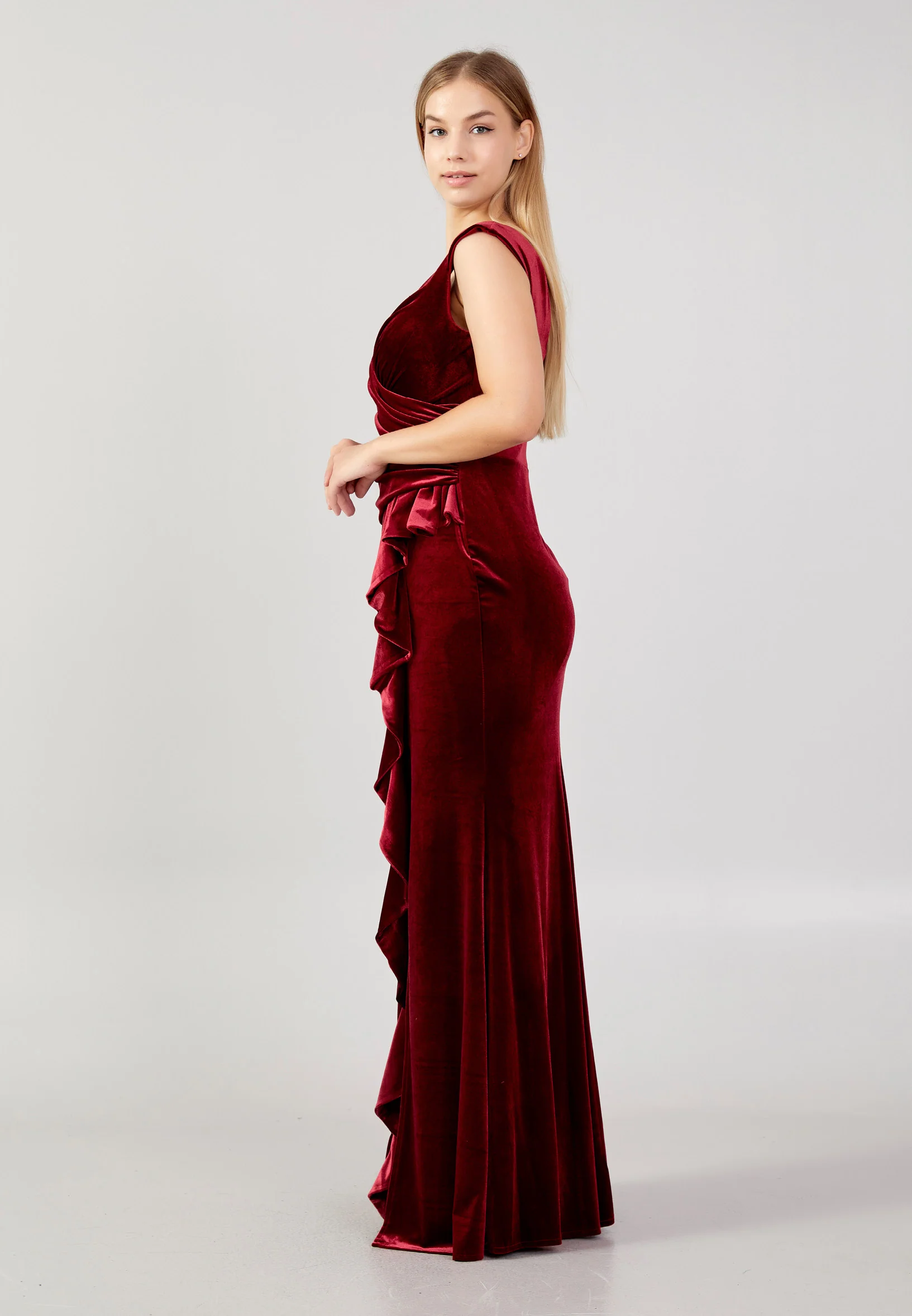 Sleeveless Maxi Velvet Mermaid Plus Size Evening Dress rmn3251 - Image 7
