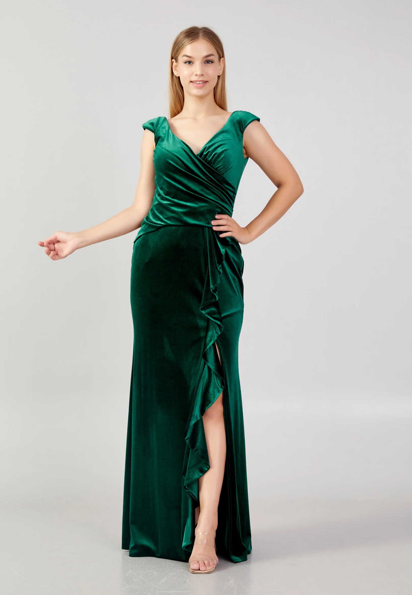 Sleeveless Maxi Velvet Mermaid Plus Size Evening Dress rmn3251 - Image 9