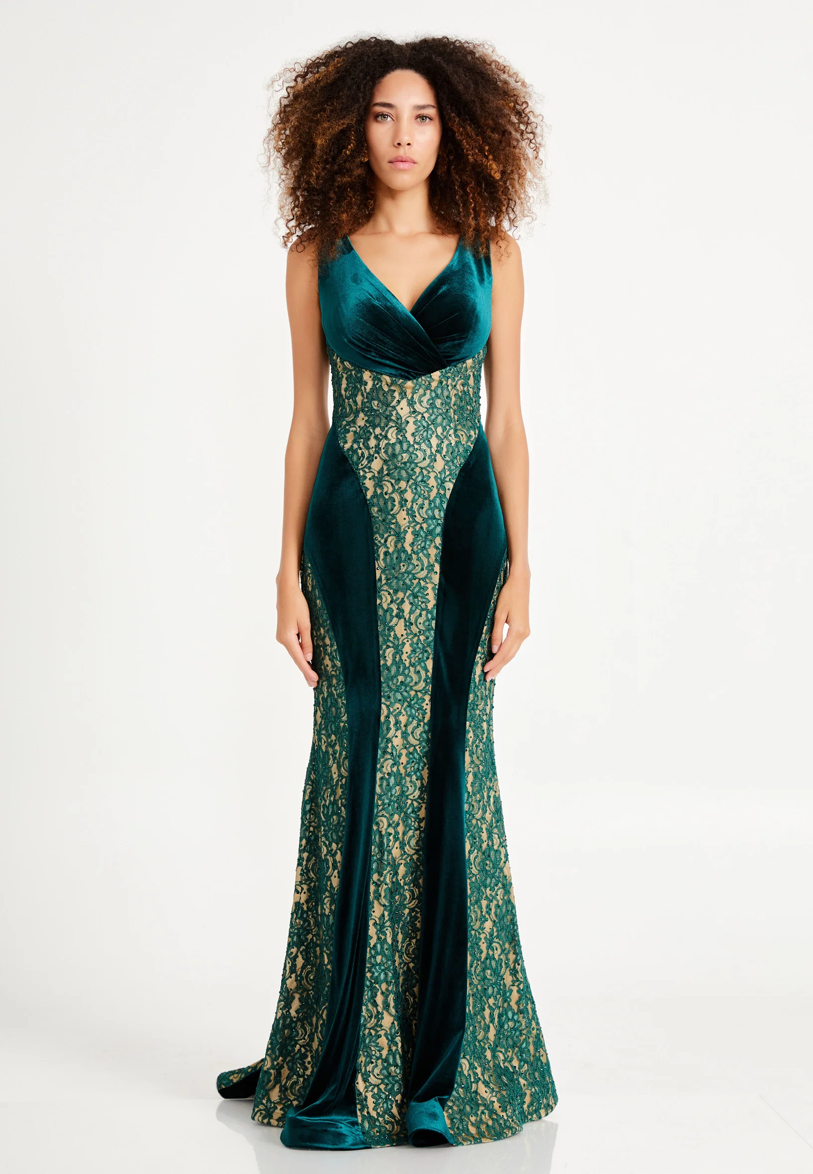 Sleeveless Maxi Velvet Mermaid Regular Evening Dress frc2059a - Image 5