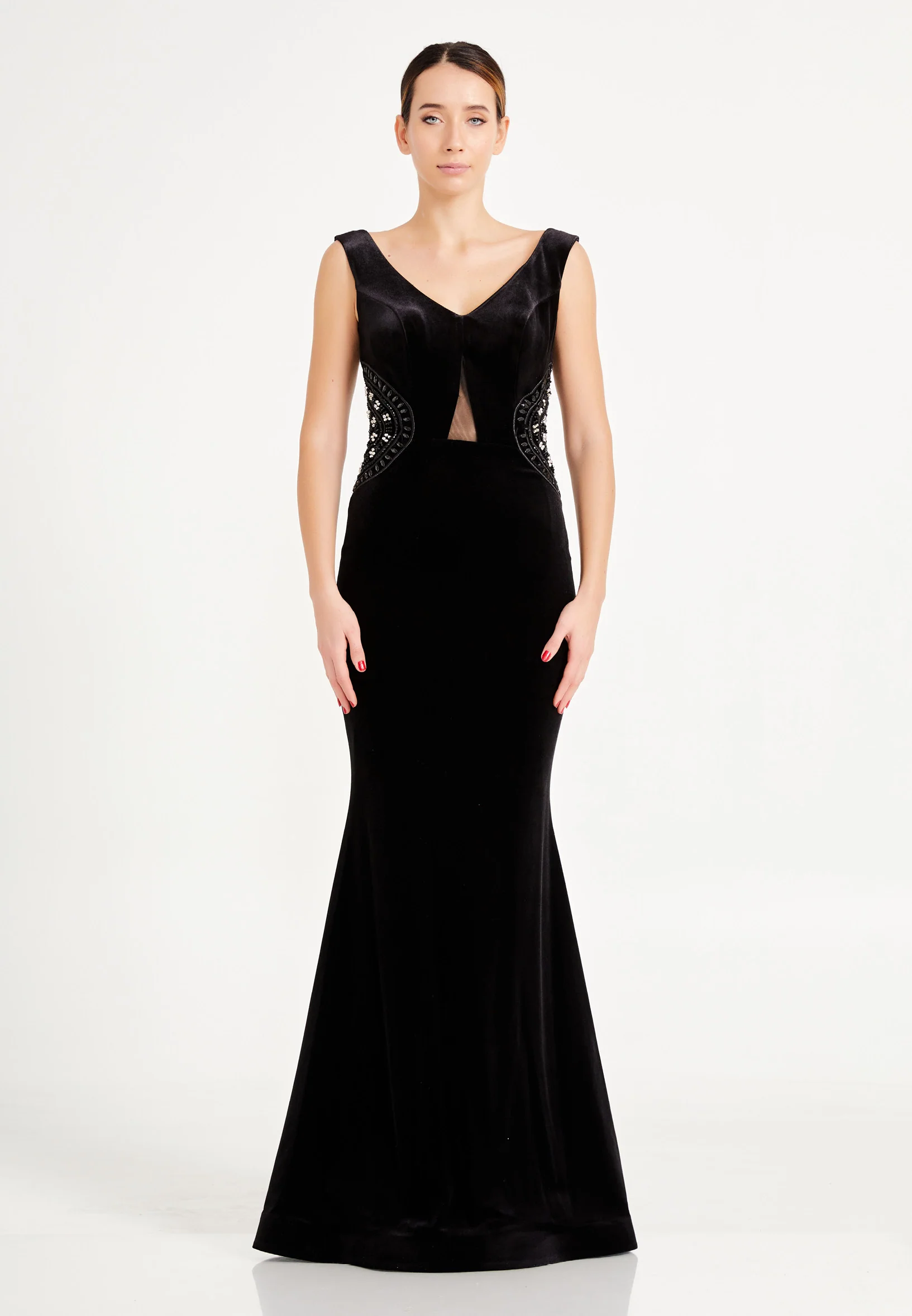 Sleeveless Maxi Velvet Mermaid Regular Evening Dress frc2089ab