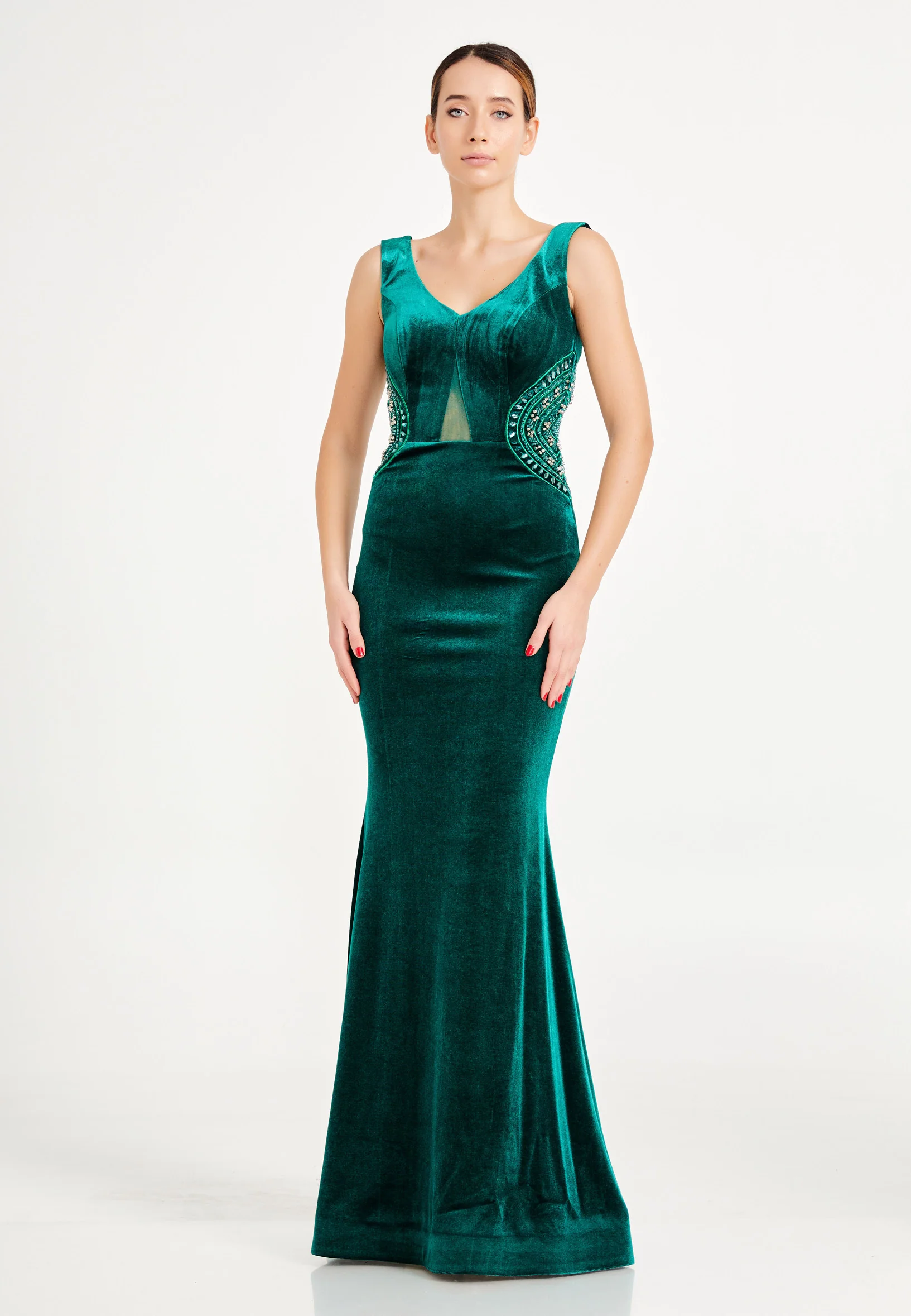 Sleeveless Maxi Velvet Mermaid Regular Evening Dress frc2089ab - Image 11